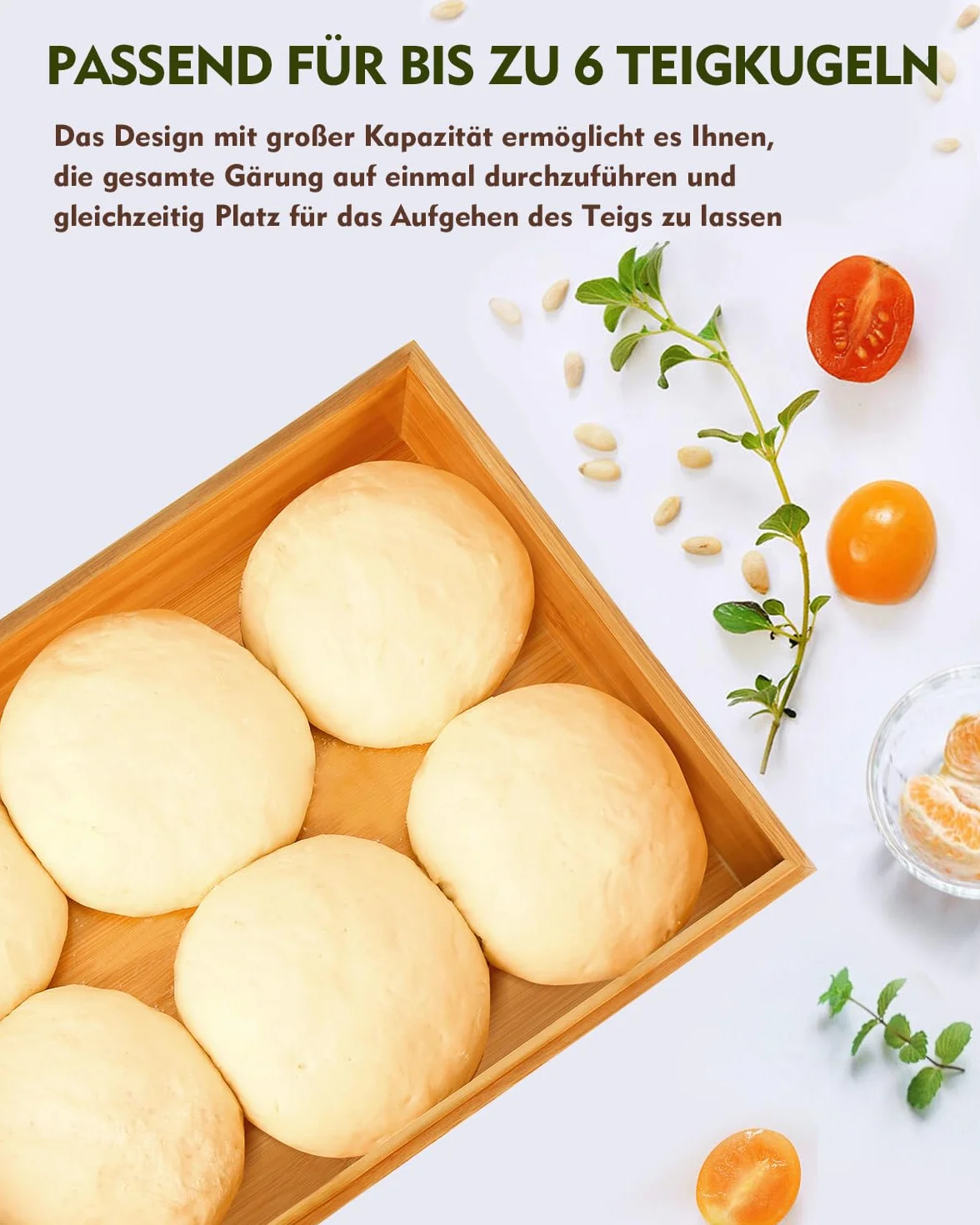 Pudełko na kulki do pizzy z pokrywką z bambusa, pudełko do przechowywania z pokrywką – pudełko do fermentacji ciasta na pizzę – akcesoria do pizzy