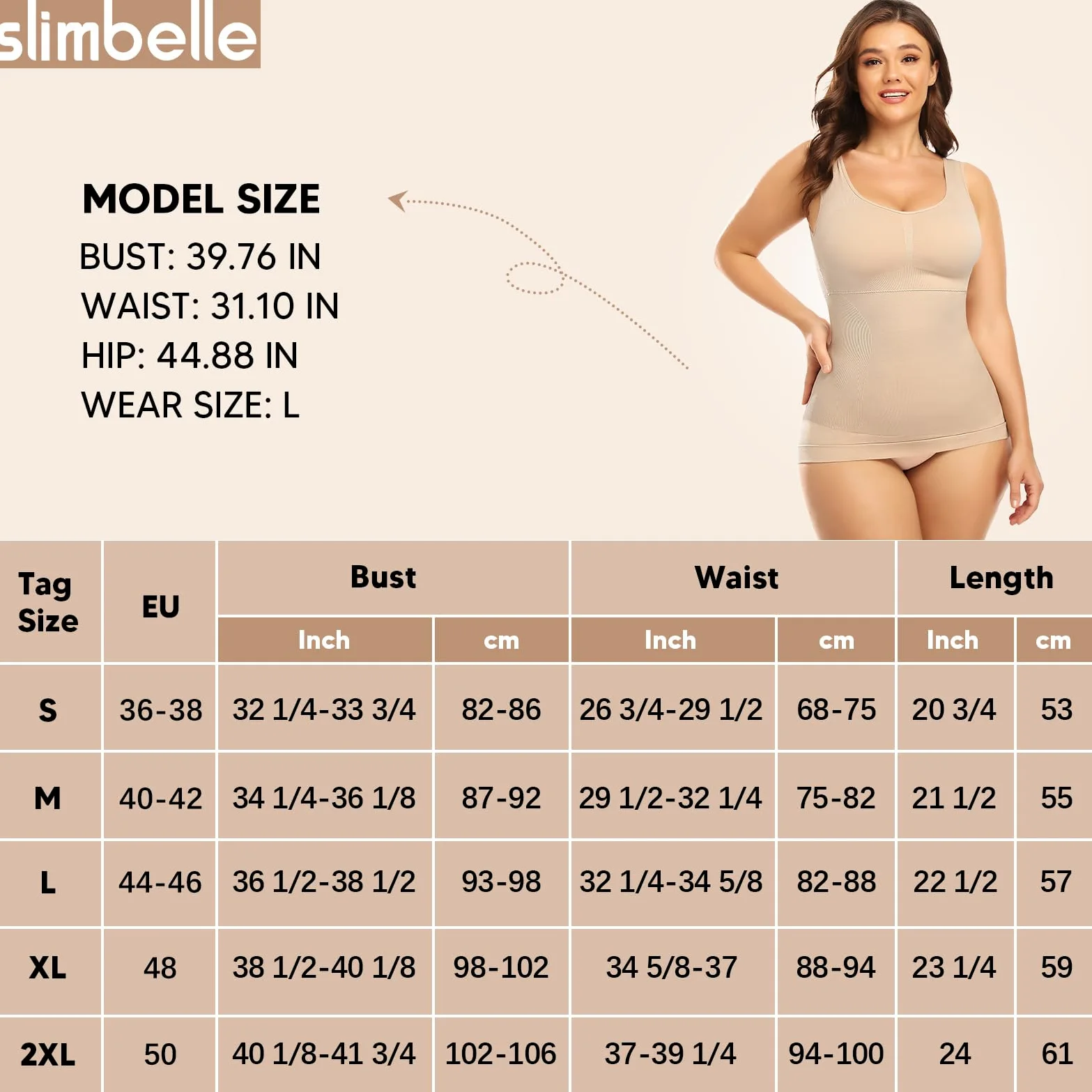 SLIMBELLE Damski podkoszulek biustonosz, koszula, bezszwowy tank top ze zdejmowanymi miseczkami, wyszczuplający brzuch, bez fiszbin, koszulka, modelująca figurę, modelująca sylwetkę, modelująca
