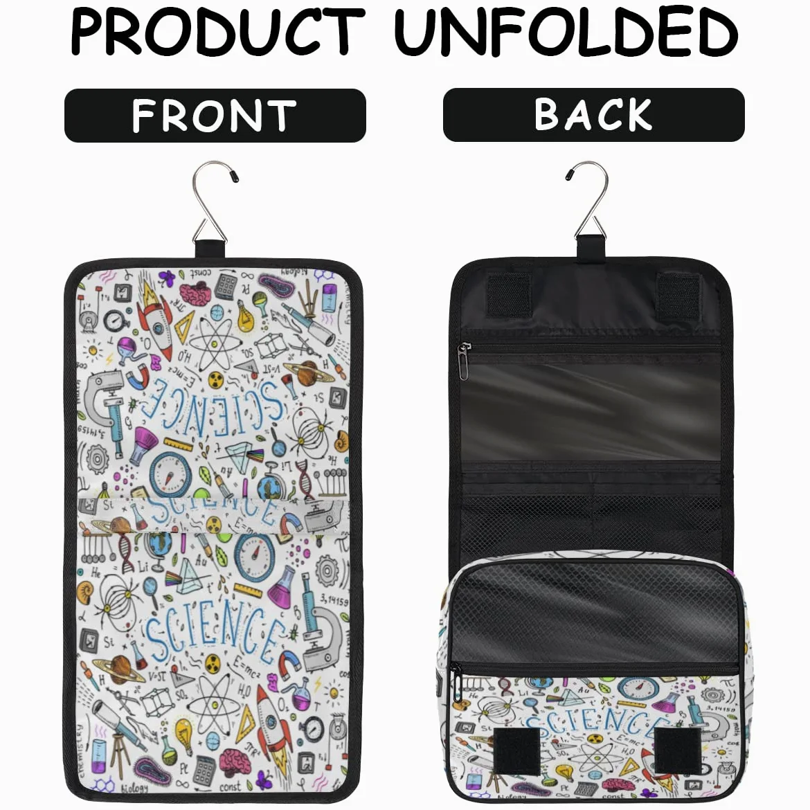 Fizyka Formuły Podróżna Kosmetyczka Formuły naukowe Torba na pranie Torba Unisex Wiszące przybory toaletowe Kosmetyczka Organizer do makijażu, wielobarwny, Jeden rozmiar