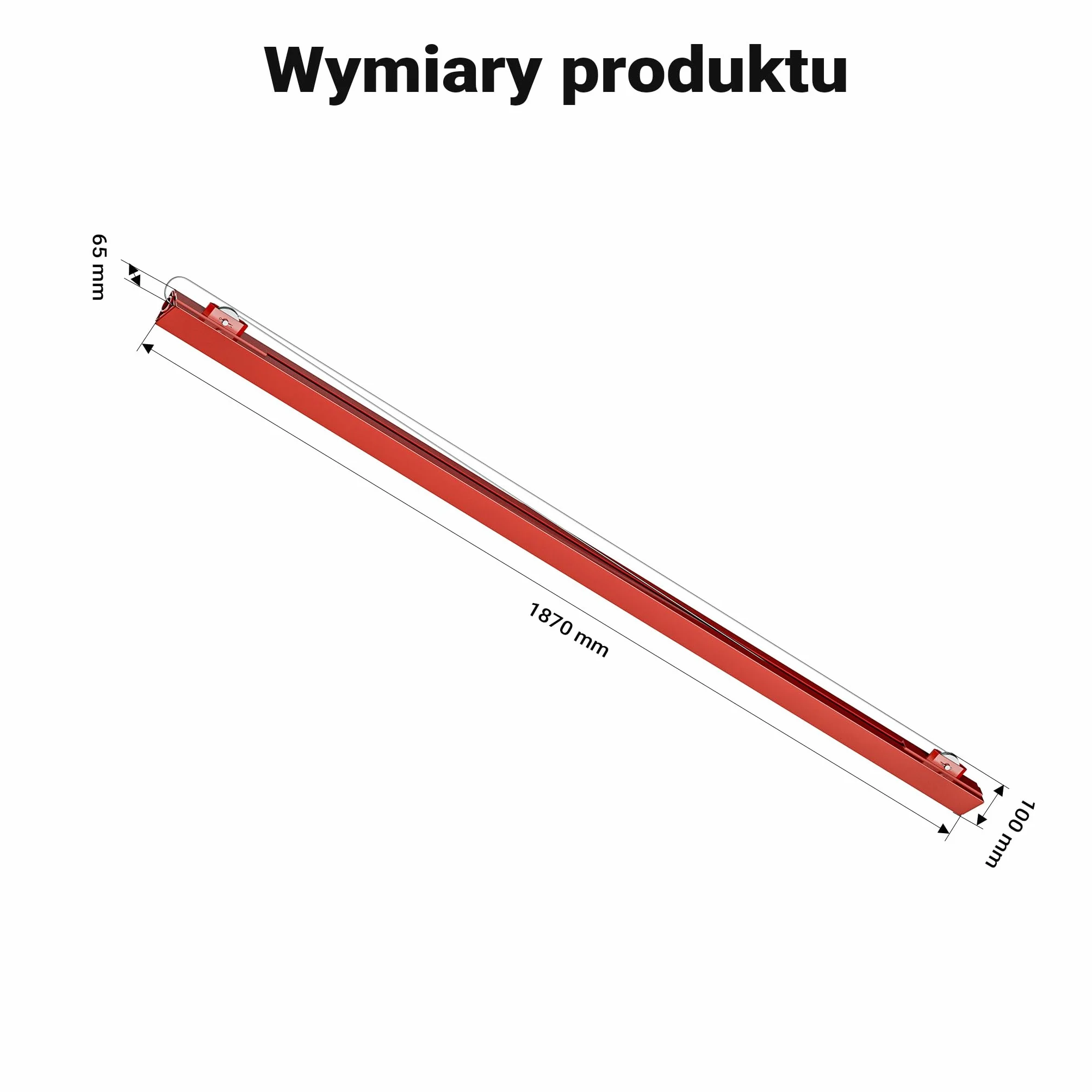 Przedłużenie Wiltec 140 cm do podnośnika do płyt XXL do maks. 68 kg, pomoc montażowa do płyt gipsowo-kartonowych, podnośnik do płyt gipsowo-kartonowych z 3 kółkami, czerwony