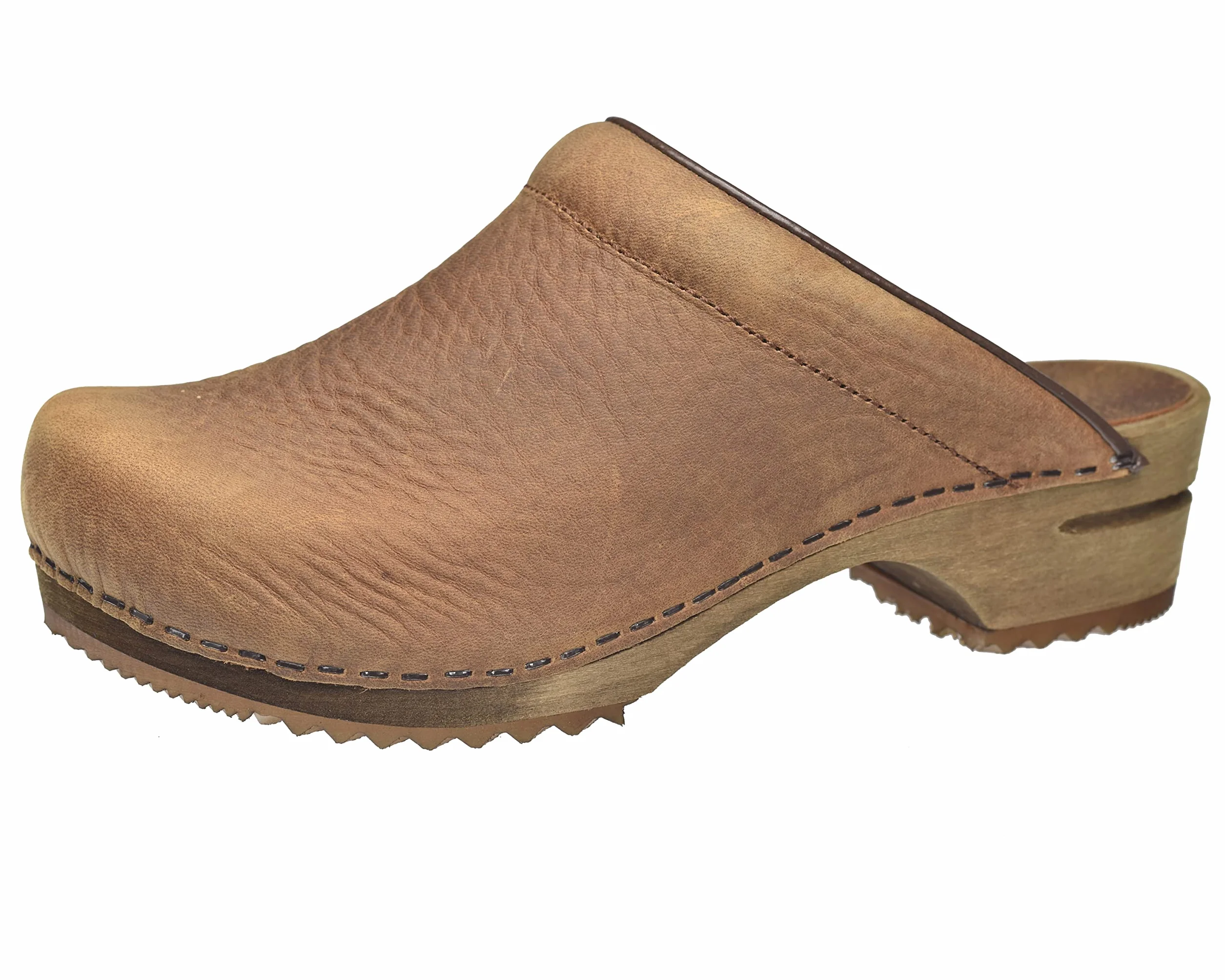 Sanita Chrissy otwarte chodaki skórzane drewniane brązowy Chestnut Brown 40 EU