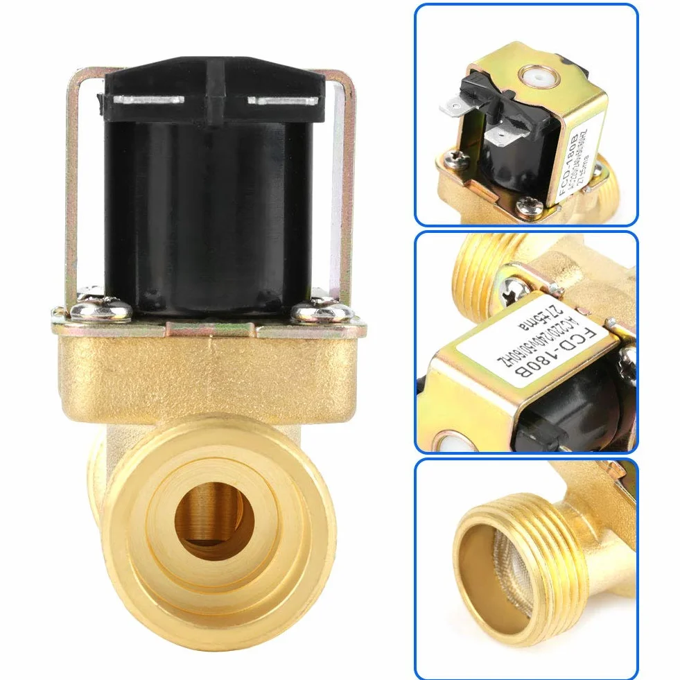 FCD-180B Elektrozawór Mosiężny normalnie zamknięty, 220/240V, 4 AC, 2 sposoby wlotu wody