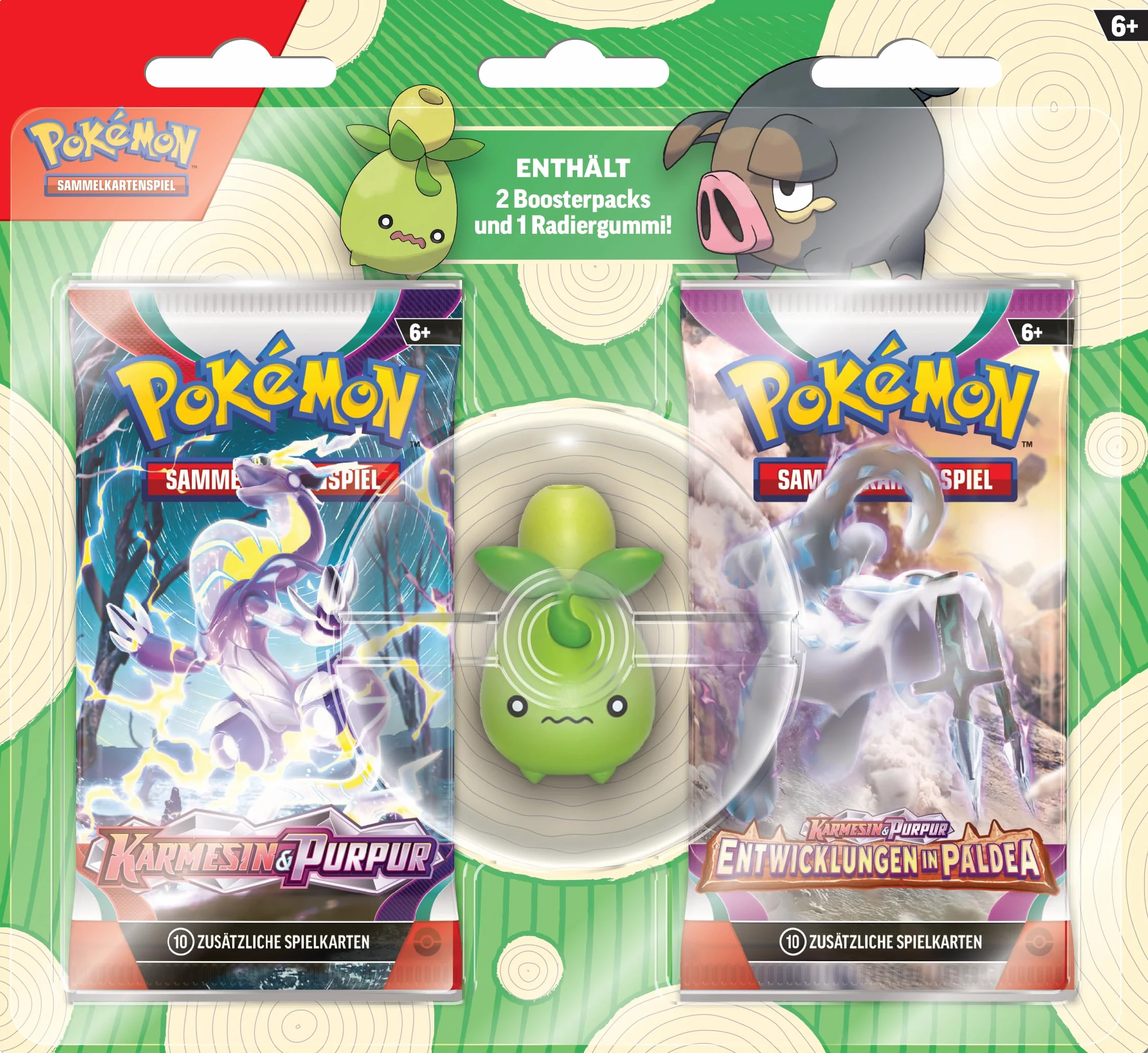 Pokémon - Gra karciana kolekcjonerska: gumka do mazania na początek roku szkolnego – Olini (1 gumka do ścierania i 2 pakiety wzmacniające)