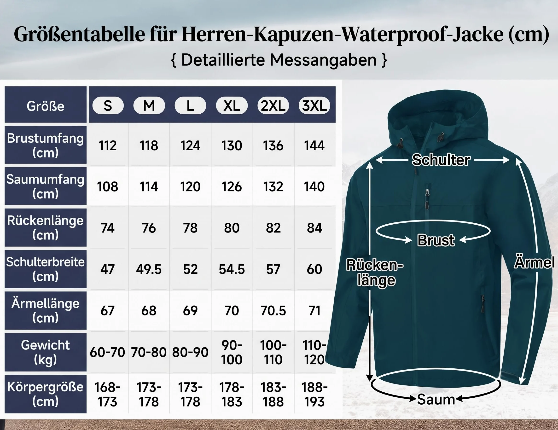 W JIANWANG Męska kurtka przeciwdeszczowa, wodoszczelna, oddychająca kurtka outdoorowa z kapturem, wiatroszczelna, klejone szwy, lekka kurtka hardshellowa na wędrówki, trekking, rower, kemping