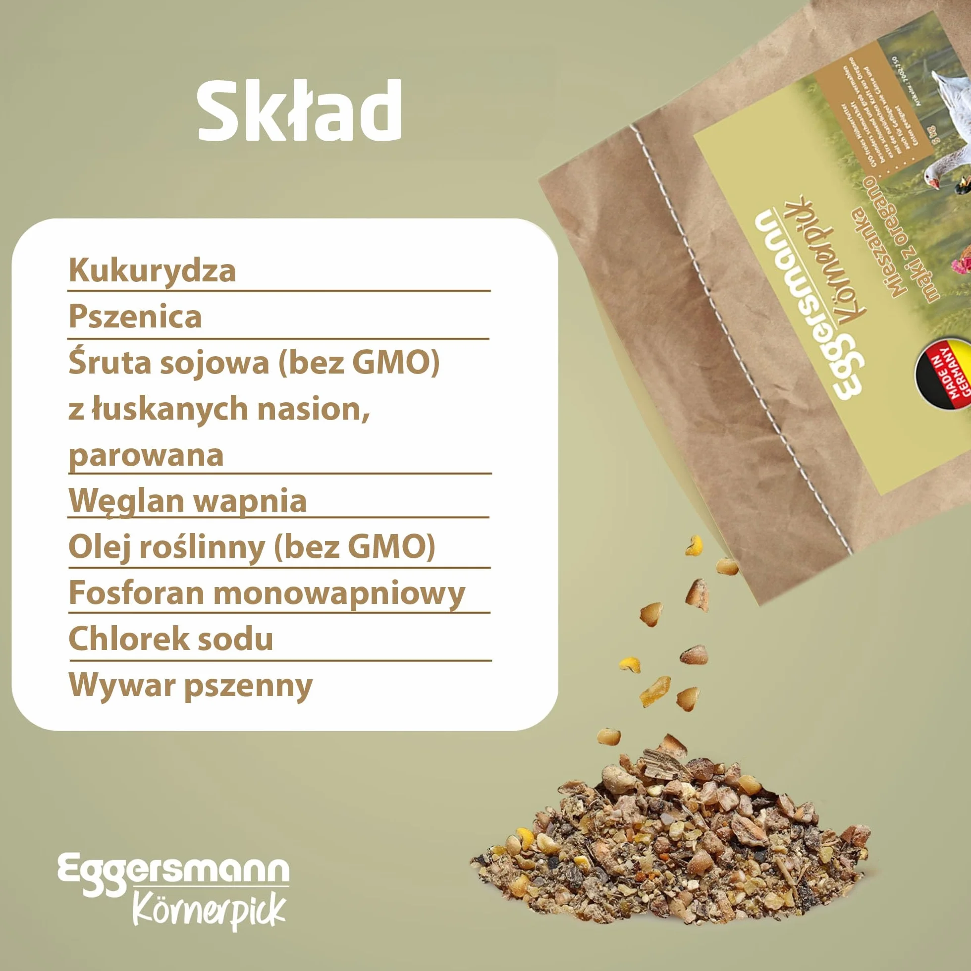 Eggersmann Körnerpick 5 kg karmy dla kur, mieszanka mąki oregano, mączka niosąca o naturalnej sile z oregano, mączka niosąca premium dla kur, gęsi i kaczek (5,00 kg (1 opakowanie))