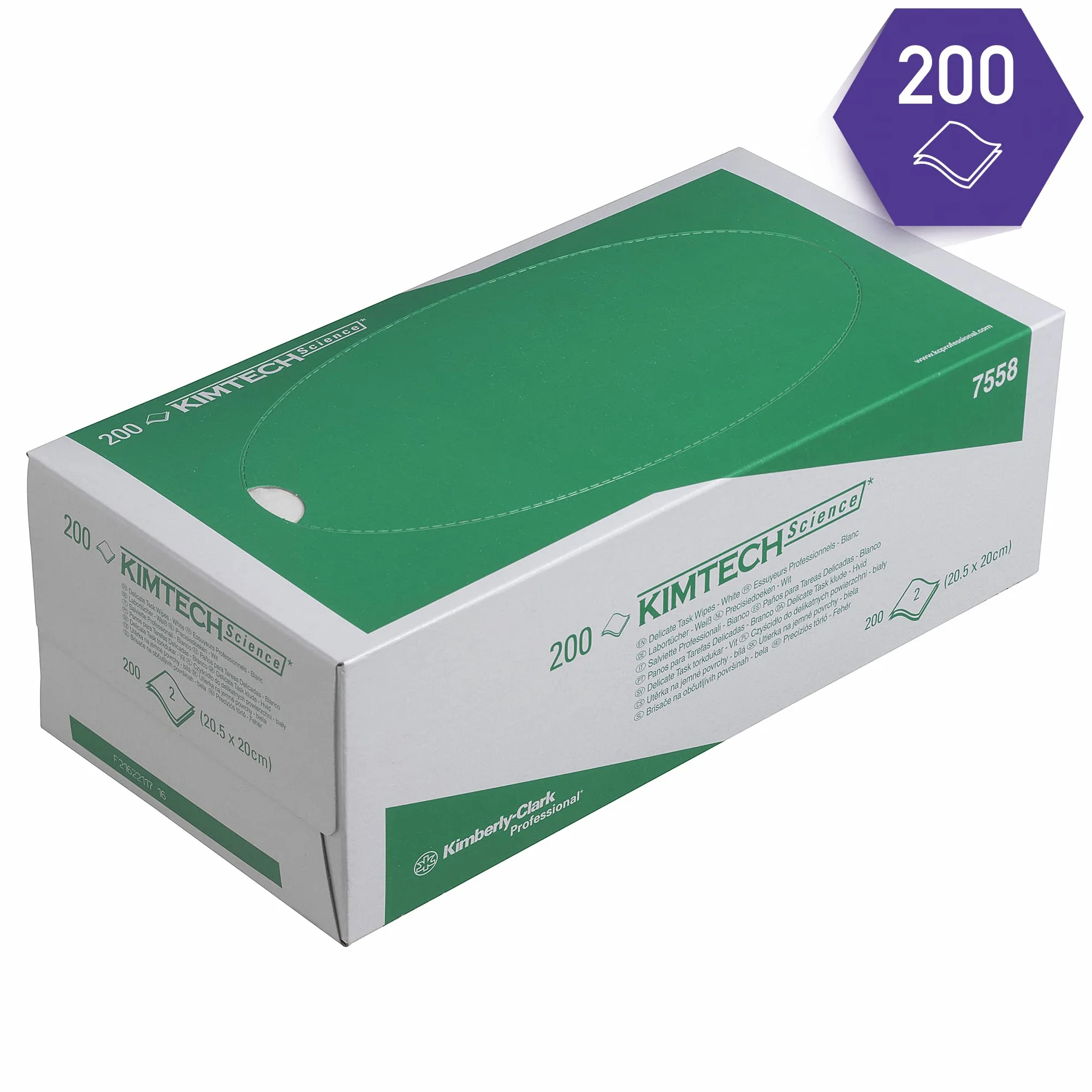 Ścierki Kimtech Science Precision 7558 — 15 kartony x 200 arkuszy, 2-warstwowe, białe