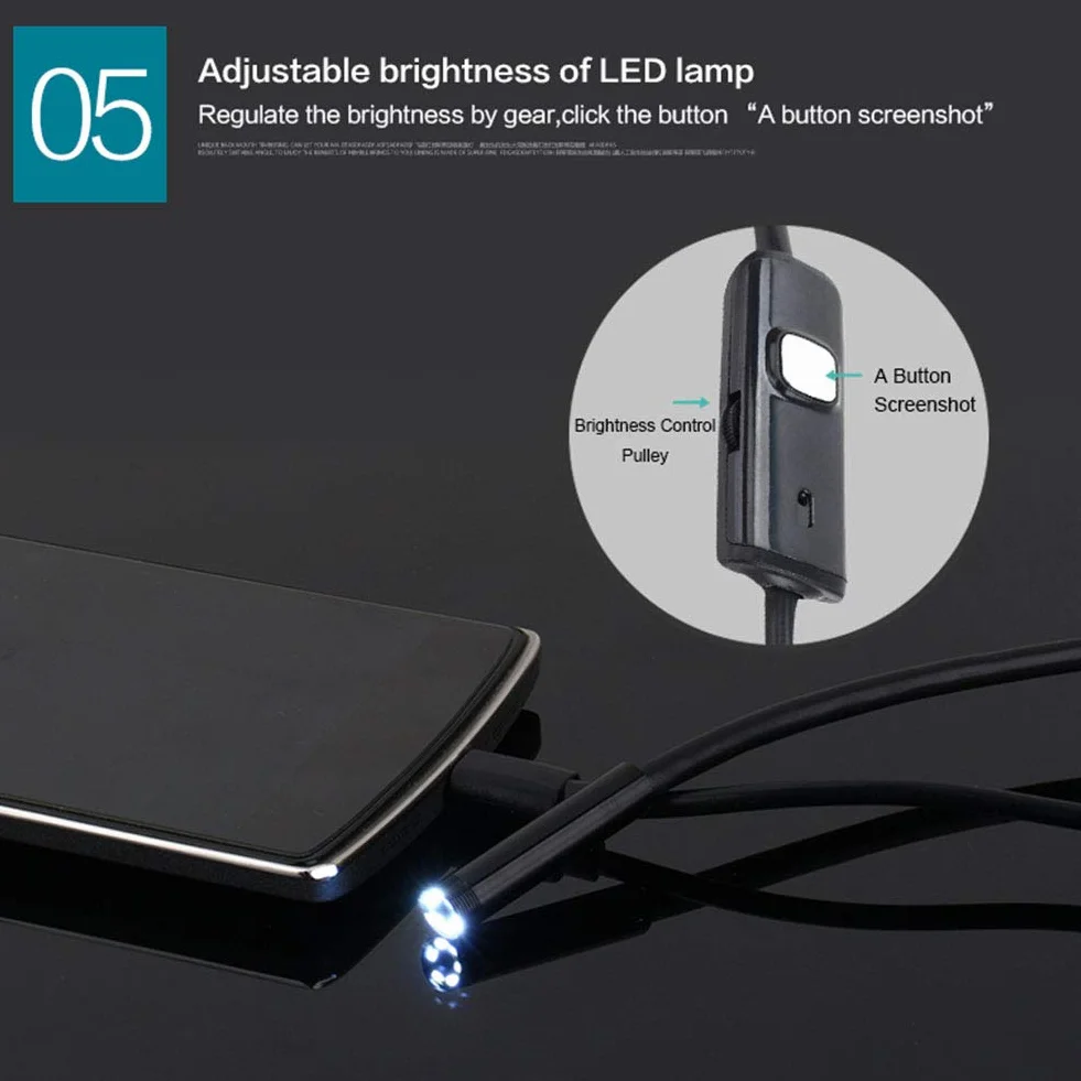 Endoskop, obiektyw szerokokątny 7 mm 2 m wodoszczelny 6 LED android endoskop mini USB cable endoscope