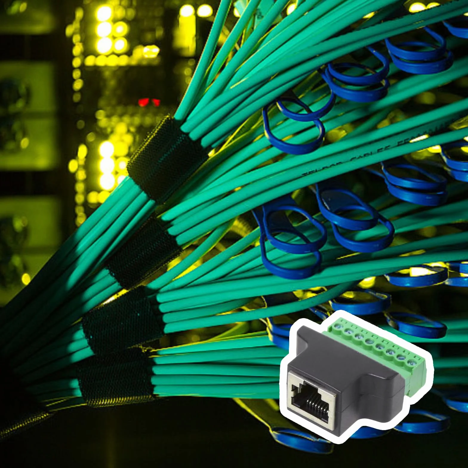 2 sztuki adapterów zaciskowych RJ45, gniazdo RJ45 do bloku zacisków zaciskowych 8-pinowych, złącze Ethernet, odpowiednie do kamer CCTV, cyfrowych DVR, urządzeń sieciowych