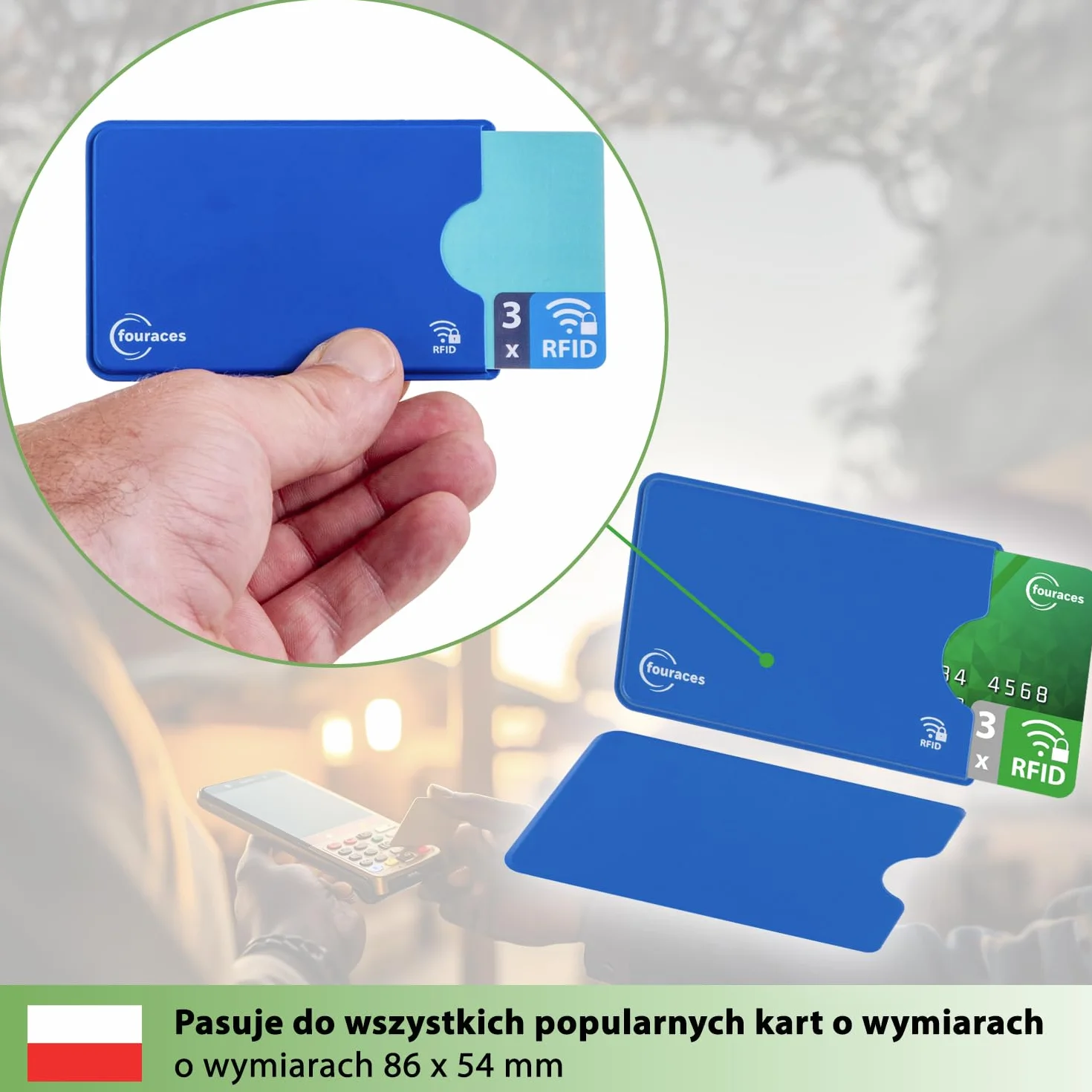 fouraces 3x etui ochronne z blokadą RFID – różne kolory – zabezpieczenie przed kradzieżą danych – etui NFC – etui na karty kredytowe i karty EC, etui na karty EC na karty bankowe