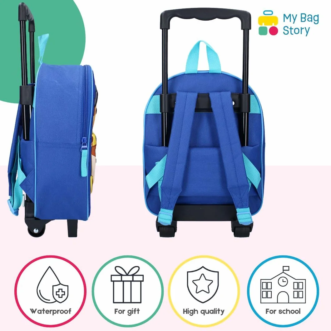 mybagstory - Torba 3D Pat Patrol - Dziecko 32 x 26 x 11 cm - 1 kieszeń zapinana na zamek - Wózek z 2 kołami - Efekt ulgi - Idealny do przedszkola, na wakacje lub wyjścia