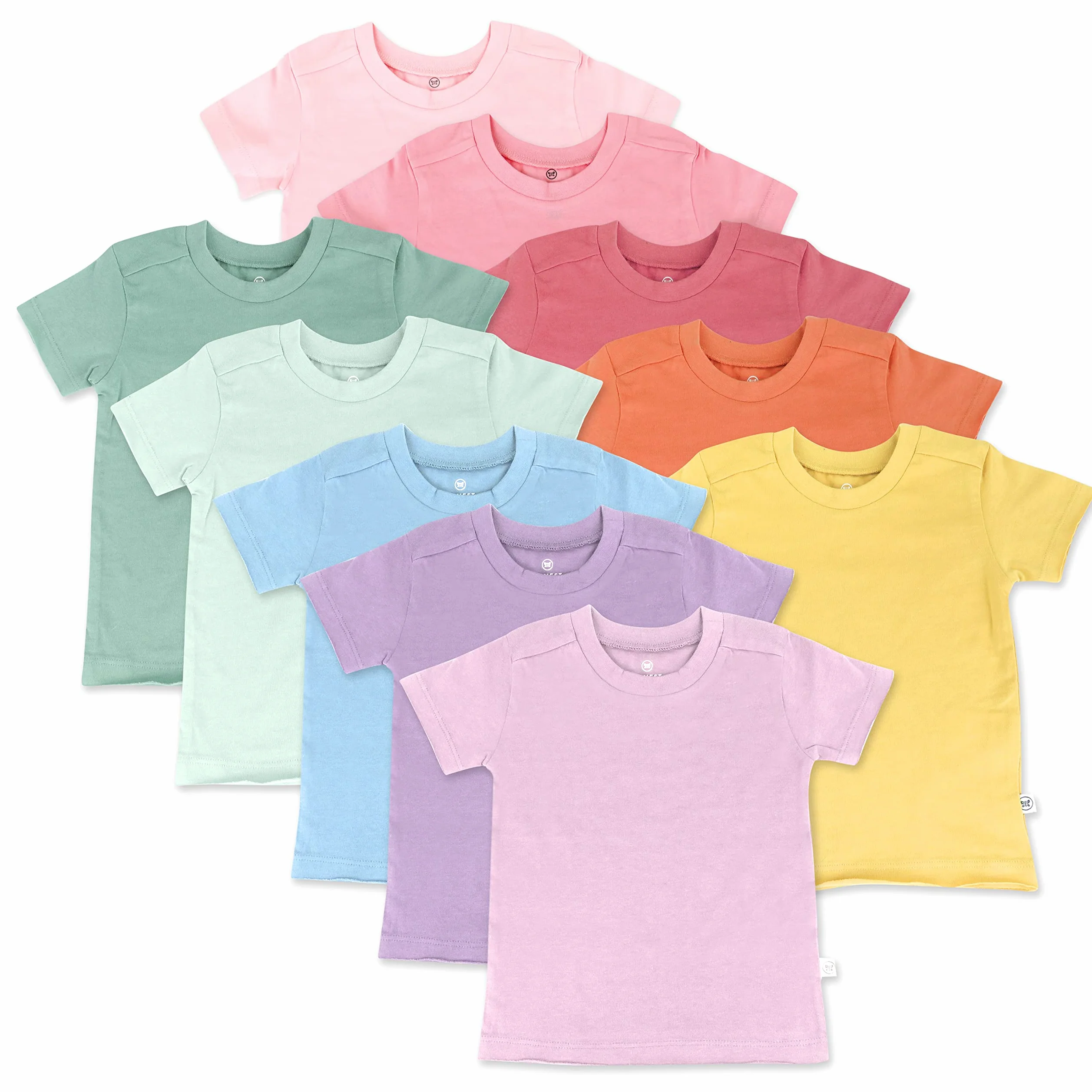 HonestBaby Unisex Baby Multipack koszulka z krótkim rękawem, 100% bawełna organiczna, maluchy, małe dzieci, chłopcy, dziewczynki, zestaw t-shirtów, tęczowe kamienie szlachetne, różowe, 10 sztuk, 18