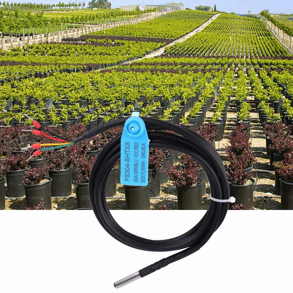 Fafeicy czujnik temperatury i wilgotności, sonda, IP67, wodoszczelna, stal nierdzewna 304, długość przewodu 150 cm, do monitorowania pomieszczeń komputerowych, HVAC, stacji pogodowej ()