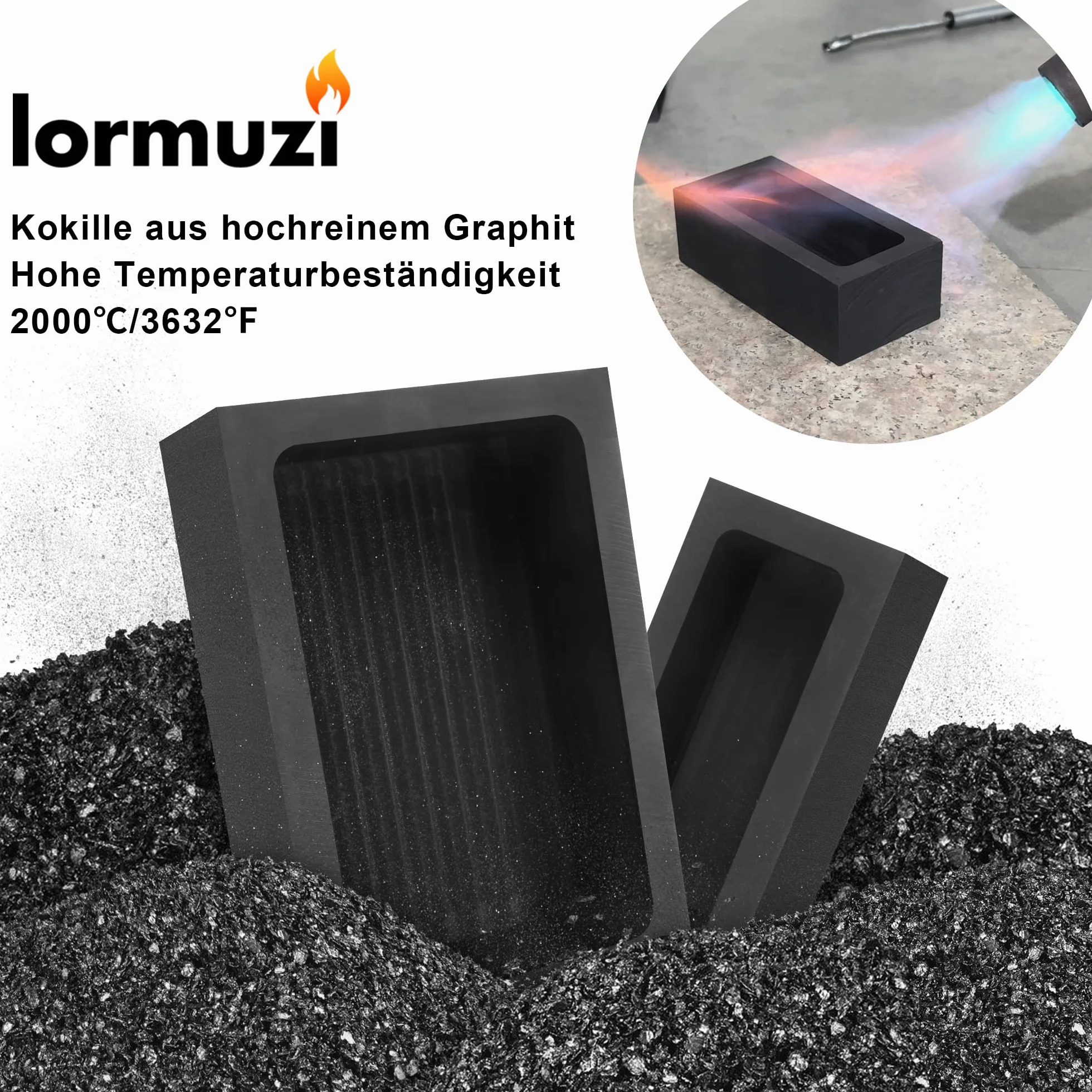lormuzi (1KG-opakowanie 4) Formierka z grafitem Wysokiej czystości formierka do prętów grafitowych Złoto-srebro-aluminium-miedź-mosiądz-cynk-ołów-stop Metalowa forma do odlewania