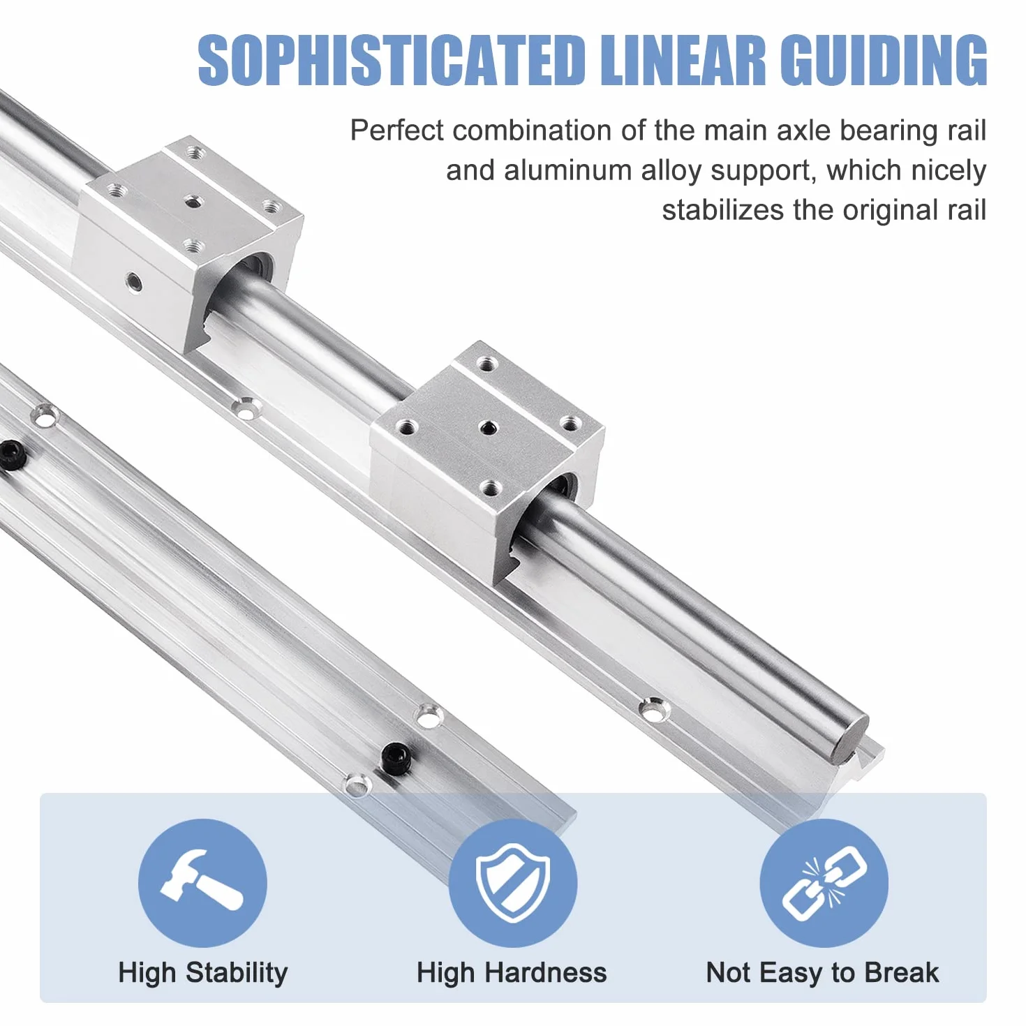 CNCMANS Linear prowadnica szynowa, 2 sztuki, SBR12, 1000 mm, stal nierdzewna, szyna liniowa z 4 szt. SBR12UUU, elementy liniowe rail CNC do urządzeń zautomatyzowanych (SBR12-1000 mm)