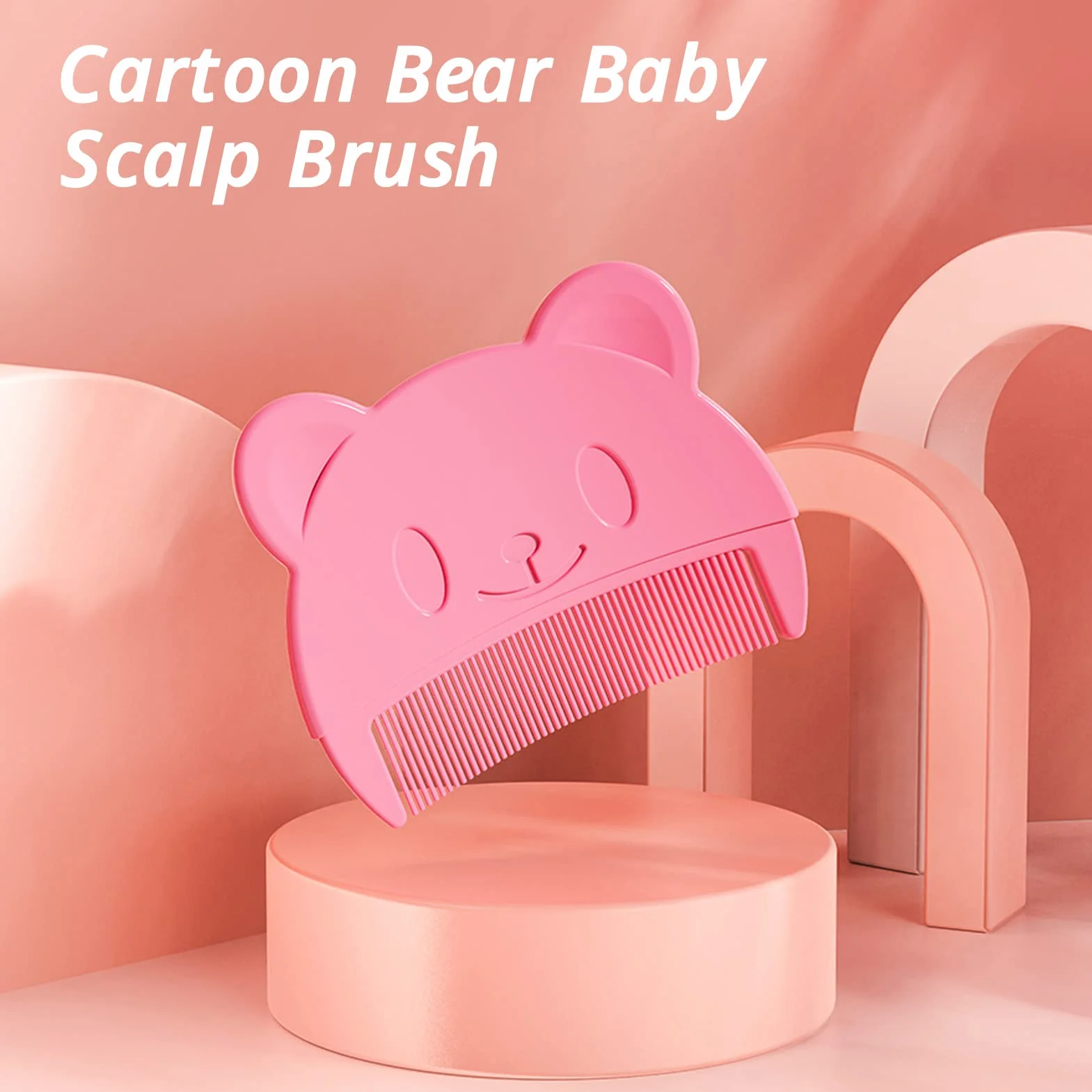 Cradle Cap Brush and Comb, Baby Bath Silicone Brush, Miękka Szczotka Sensoryczna Grzebień do Włosów dla Dzieci z Miękkim Silikonowym Włosiem Pomaga Delikatnie Masuj Skórę Głowy(Czerwony)