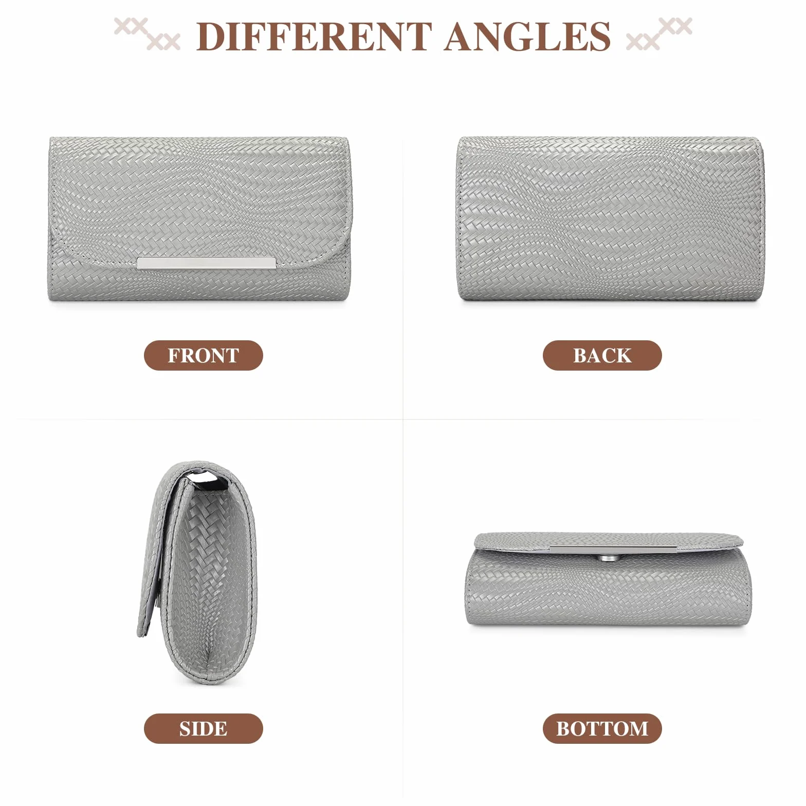 BAIGIO Clutch damska torebka wieczorowa ze skóry PU, elegancka torebka dla panny młodej, torebka na łańcuszek, na wesele, mała torba na ramię
