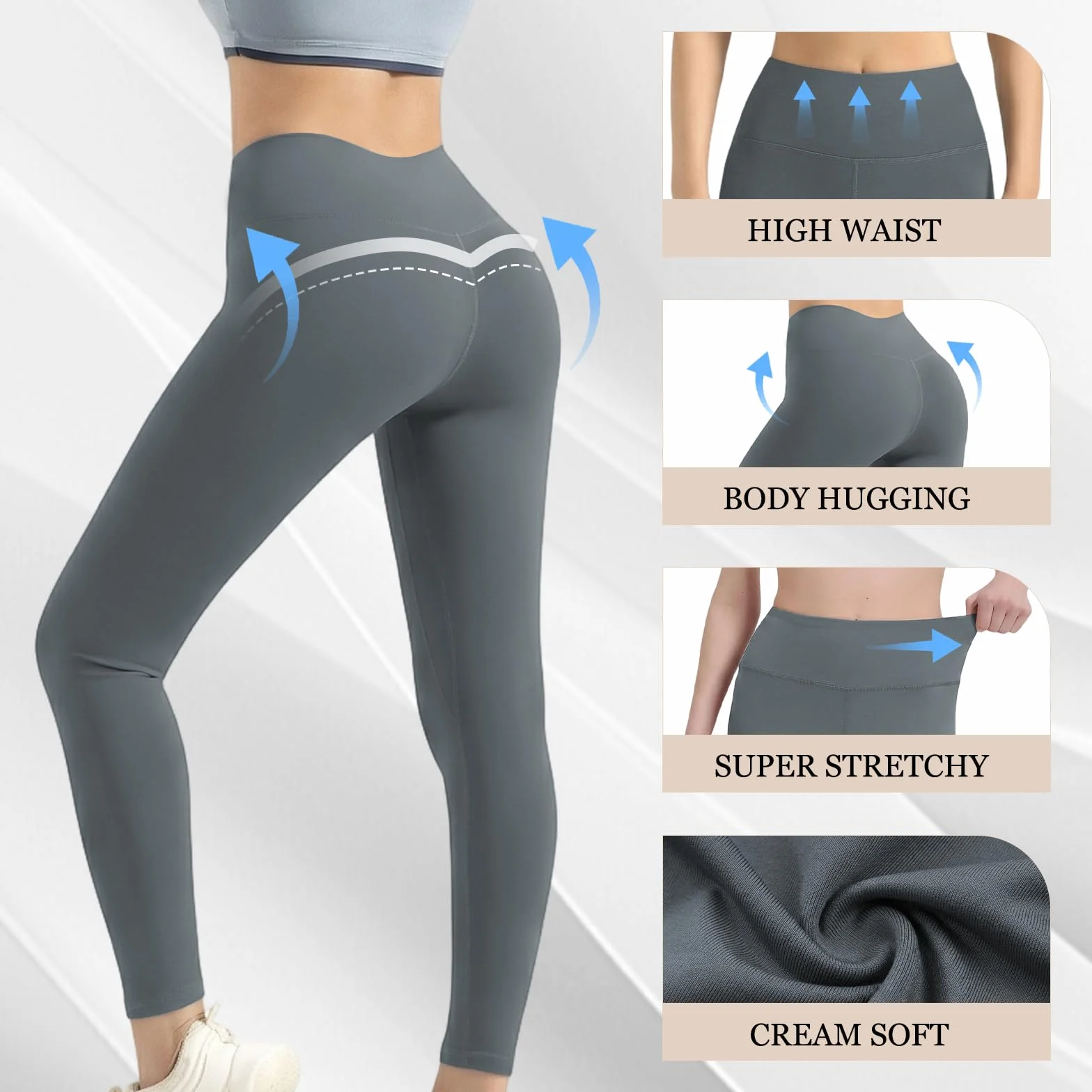 HYCOPROT Wysokie spodnie do jogi damskie miękkie jak masło elastyczne matowe kontrola brzucha legginsy rozciągliwe Creamlush skarpetki treningowe sportowe spodnie do biegania fitness siłownia moda na