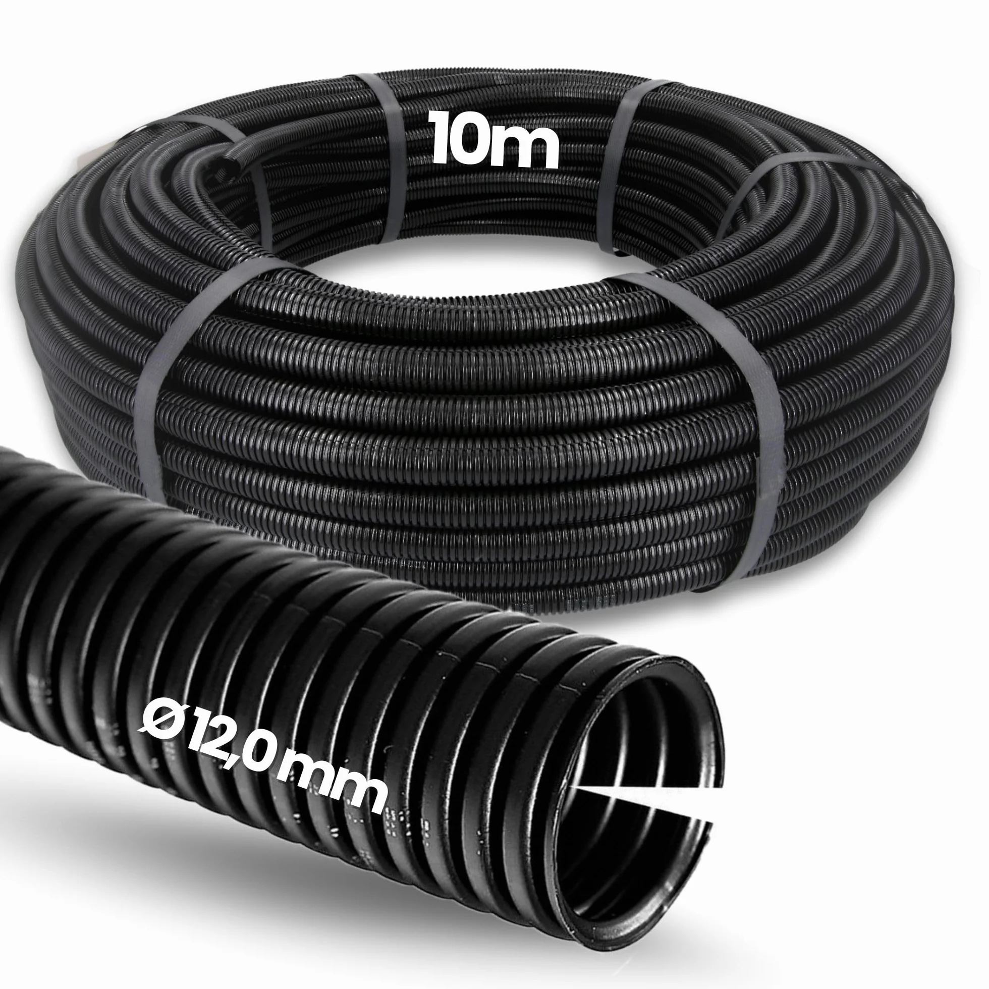 Kalitec rura falista z rowkiem NW 12, 10 m, wąż falisty otwarty, rura chroniąca przed kunami, pusta rurka, ochrona kabla AD 15,6 mm, ID 12,0 mm