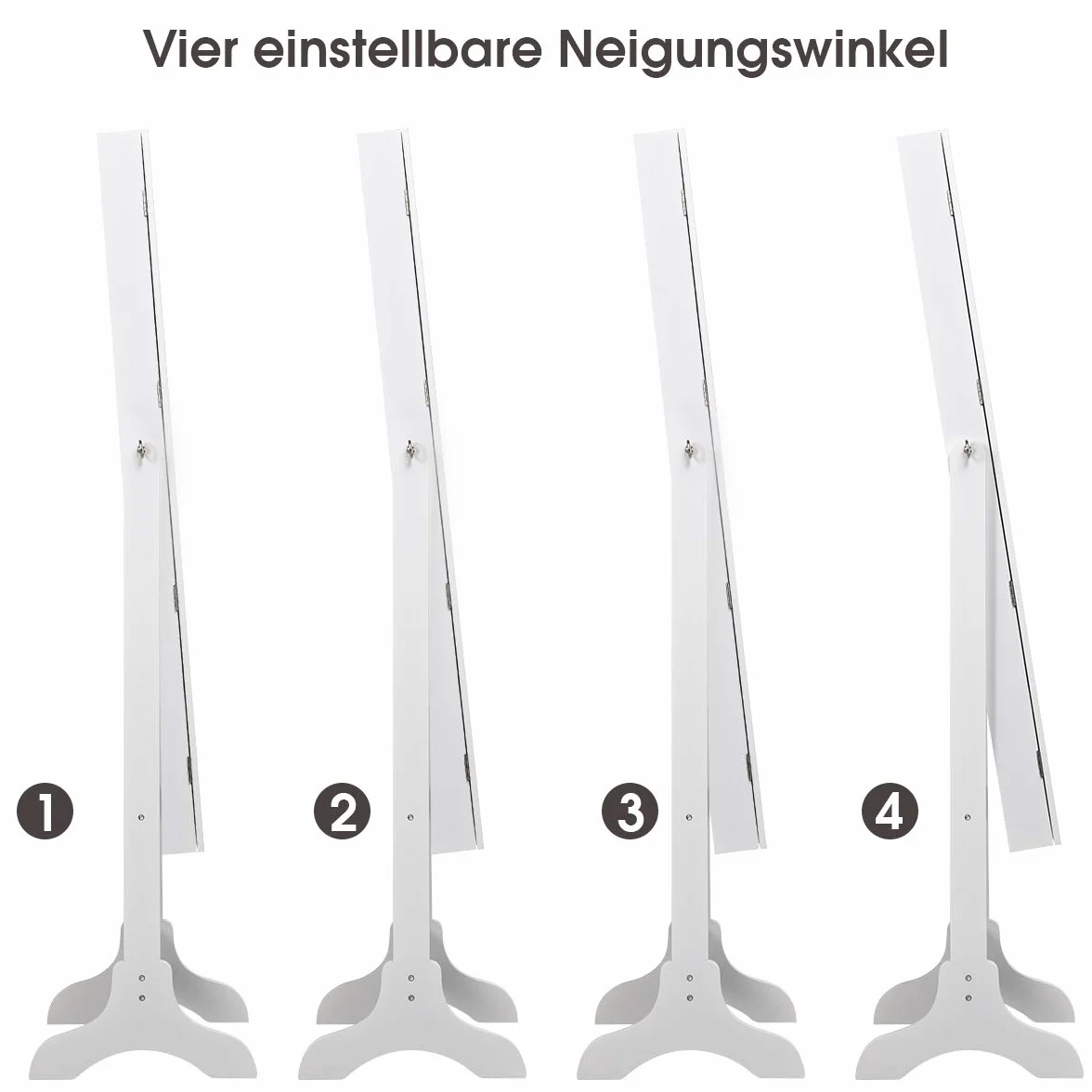 COSTWAY Szafka na biżuterię z 14 diodami LED, regał na biżuterię z lustrem na całe ciało, zamykana, szafka z lustrem na biżuterię, 4-stopniowa regulacja nachylenia, na pierścionki, haczyki na