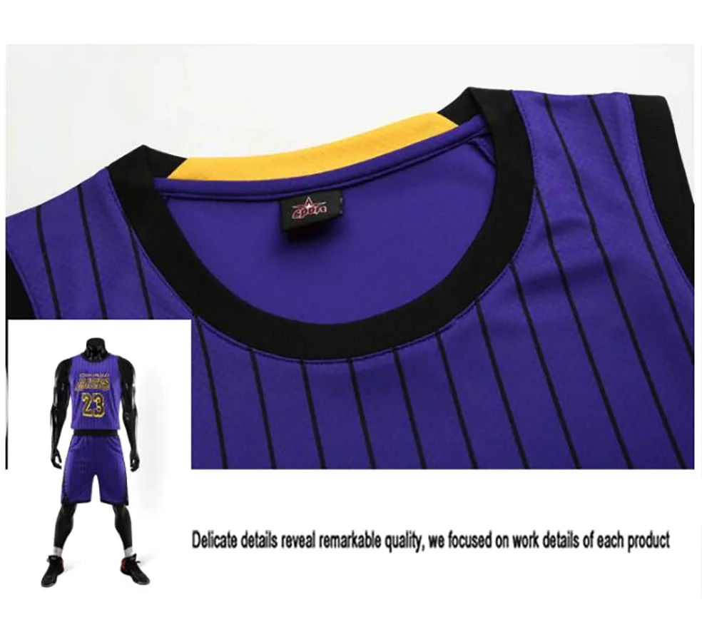 Koszulka do koszykówki dla fanów Lebron Raymone James No.23 Lakers, koszykówka, bez rękawów, garnitur dla dzieci i dorosłych, czarno-fioletowa, sportowa koszulka + szorty, młodzieżowa, biała, żółta