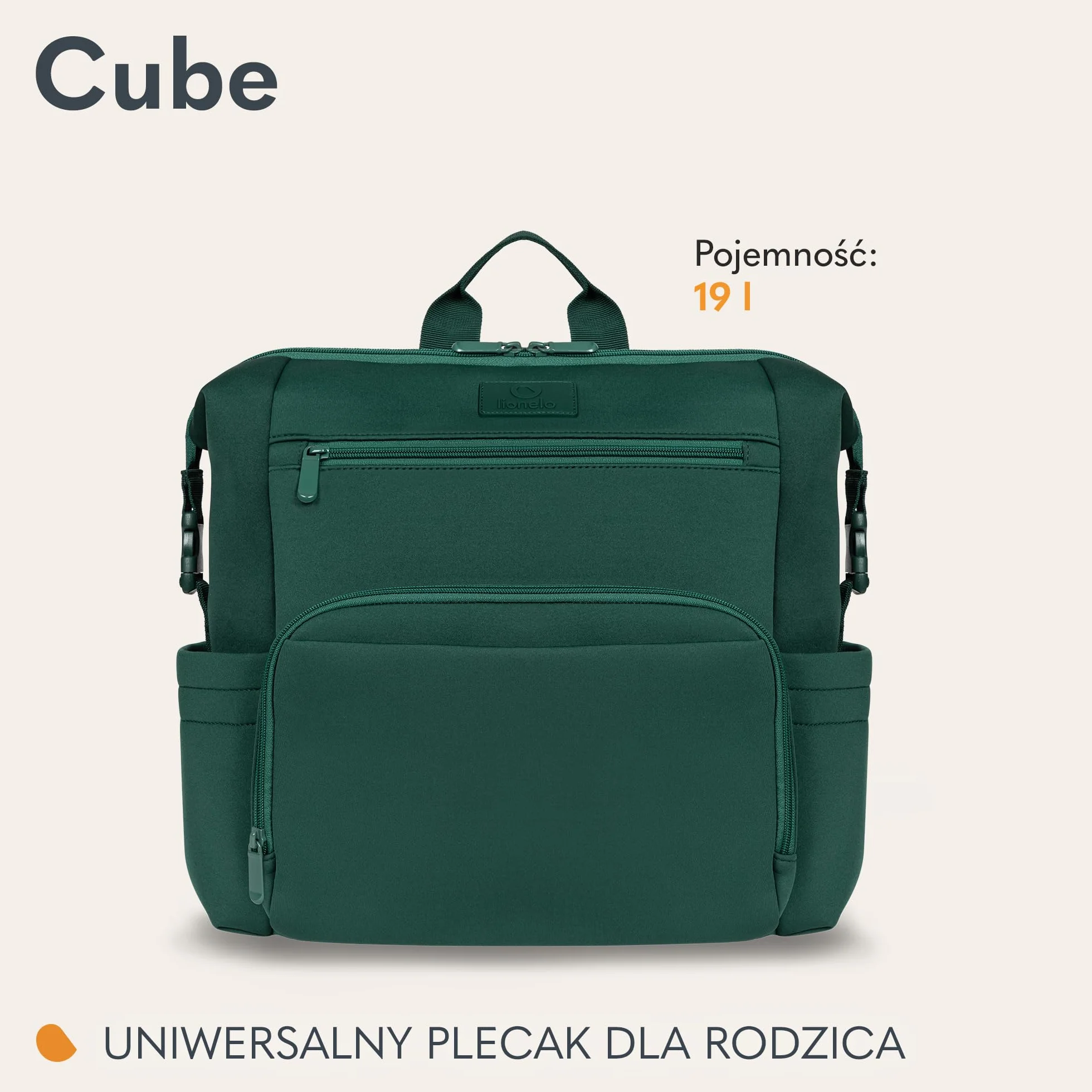 Lionelo Plecak na kostkę, torba do przewijania, rzeczy dla niemowląt, lekki na spacery i podróż z dzieckiem, 12 kieszeni, torba termiczna, możliwość zamocowania go do wózka, 36 x 36 x 23 cm (Lovin)