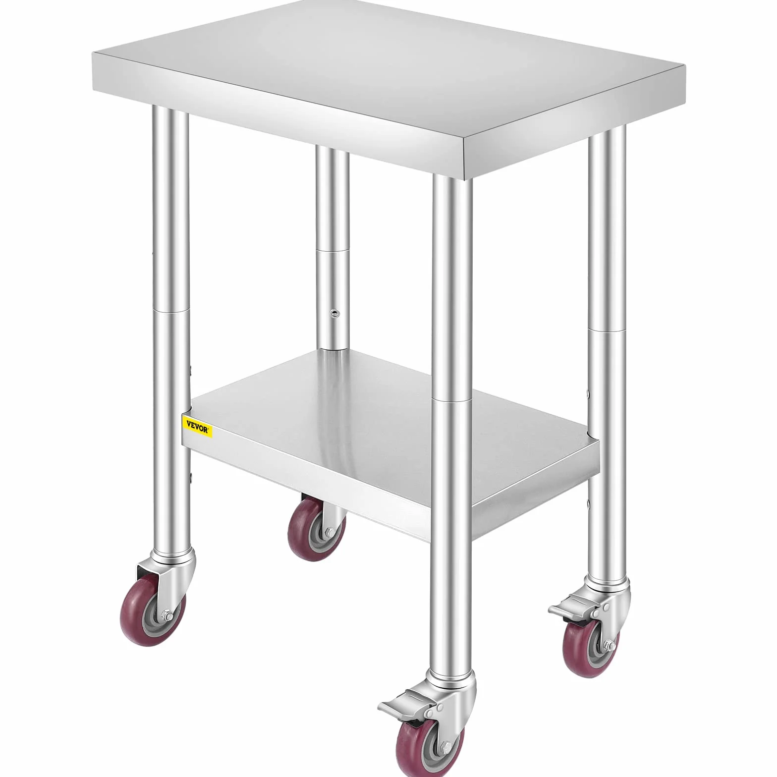 VEVOR Stół roboczy 61 x 46 x 86 cm, stal nierdzewna, stół roboczy 100 kg, do obciążania żywności, stół do przygotowywania żywności, stół roboczy do kuchni, baru, restauracji, 4 regulowane nóżki