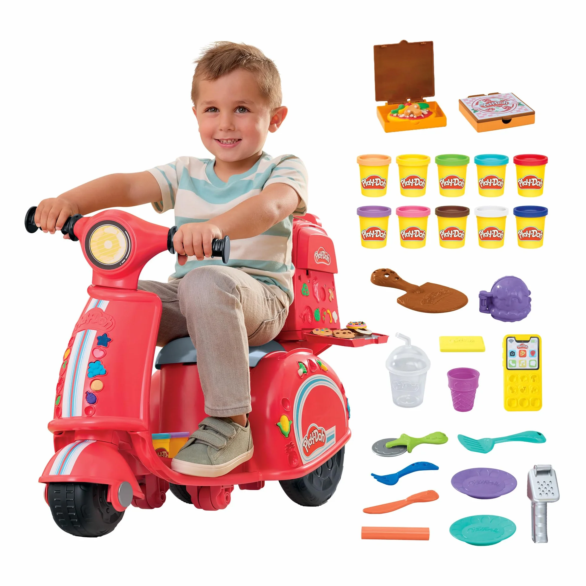 Play-Doh Zestaw do zabawy Skuter do rozwożenia pizzy z ciastoliną Play-Doh, plastyczne zabawy dla dzieci