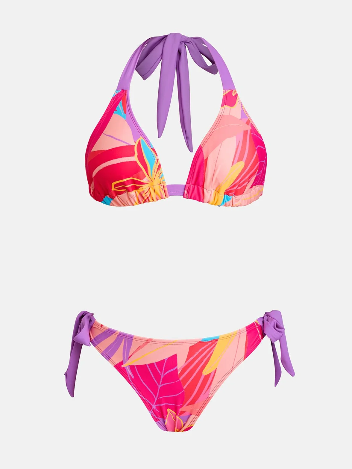 CUPSHE Damski zestaw bikini dwuczęściowe stroje kąpielowe dekolt w serek wiązany na szyi pasek z tyłu hak strój kąpielowy średni stan boczne wiązane stroje kąpielowe