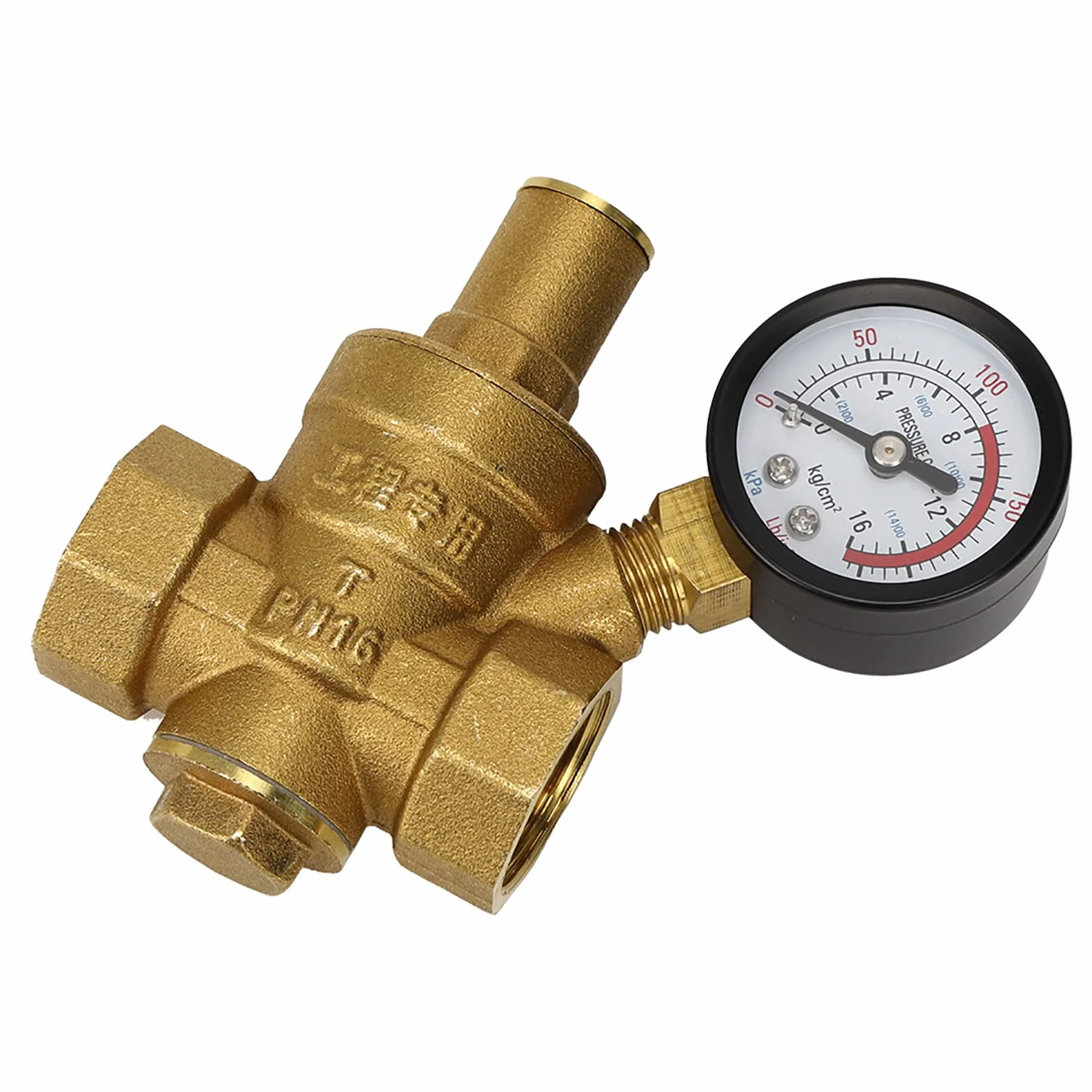 DN20 Regulator Ciśnienia Miernik Ciśnienia Wody, DN20 Mosiężny Regulowany Regulator Ciśnienia Wody Reduktor Z Miernikiem Manometru