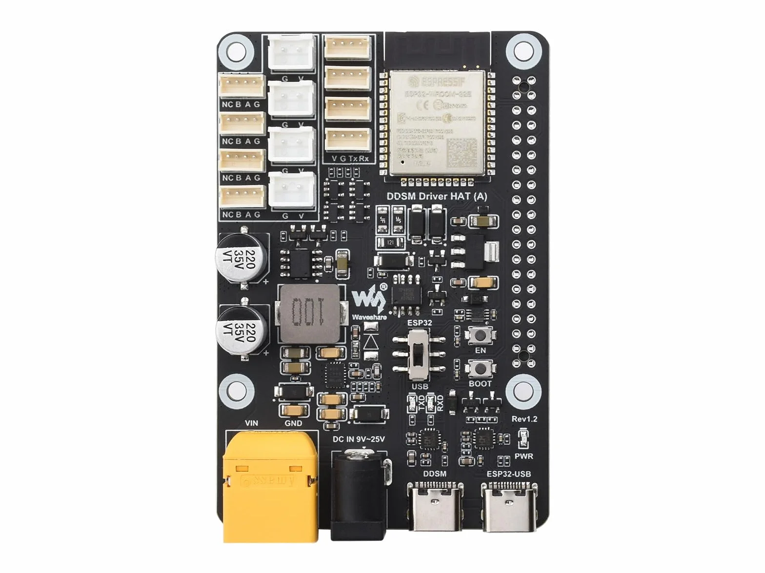 Waveshare Direct Drive Servo Motor Driver Board, Integrates ESP32 And Control Circuit, 2.4G WiFi Support, Suitable For DDSM Series Hub Motors, ESP Now Support