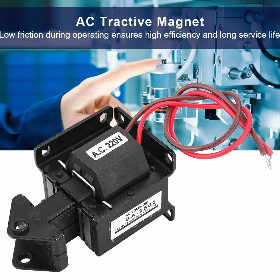 Elektromagnes, AC magnes trakcyjny elektromagnes do automatyzacji przemysłowej 220 V AC 14,7 N 15 mm skok