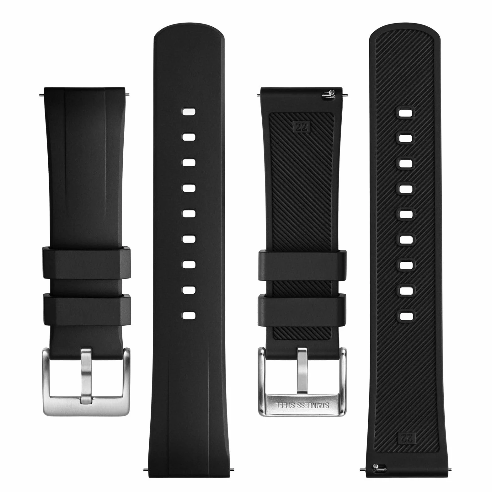 BISONSTRAP Męska bransoletka z gumy, dwukolorowe gumowe paski do zegarka, szybka wymiana, szerokość paska 18 mm, 20 mm, 22 mm