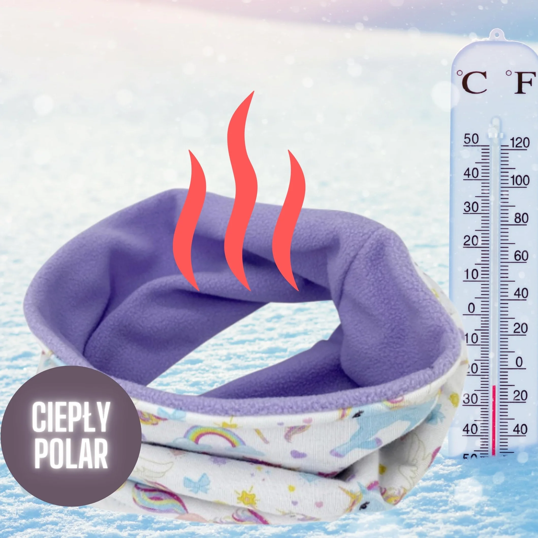 HECKBO Zestaw czapka beanie i komin dla dzieci z polaru 95% bawełny dwustronny