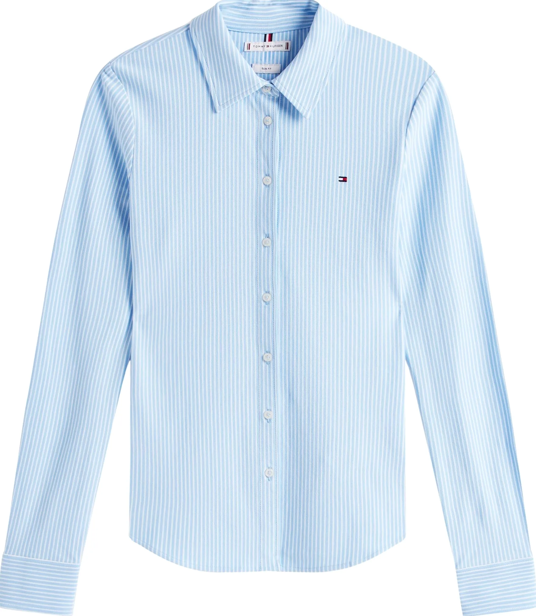 Tommy Hilfiger Damska koszulka polo L/S, Niebieski (Ithaca Stp/Vessel Blue), S
