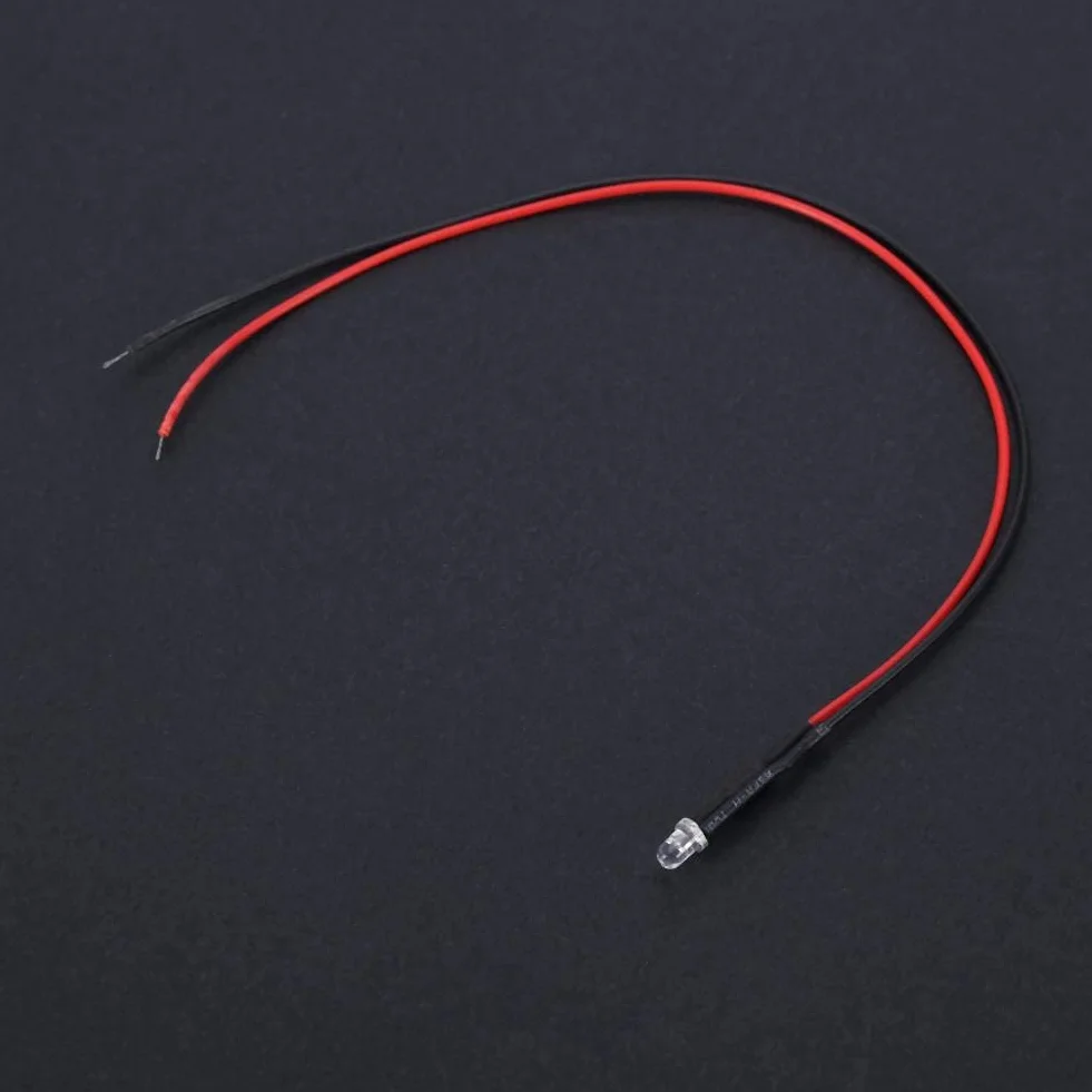 Kabel świetlny, 10 szt. 12v 3mm 20cm 0.06W LED przewodowa dioda elektroluminescencyjna Wielokolorowa dioda LED (czerwona)