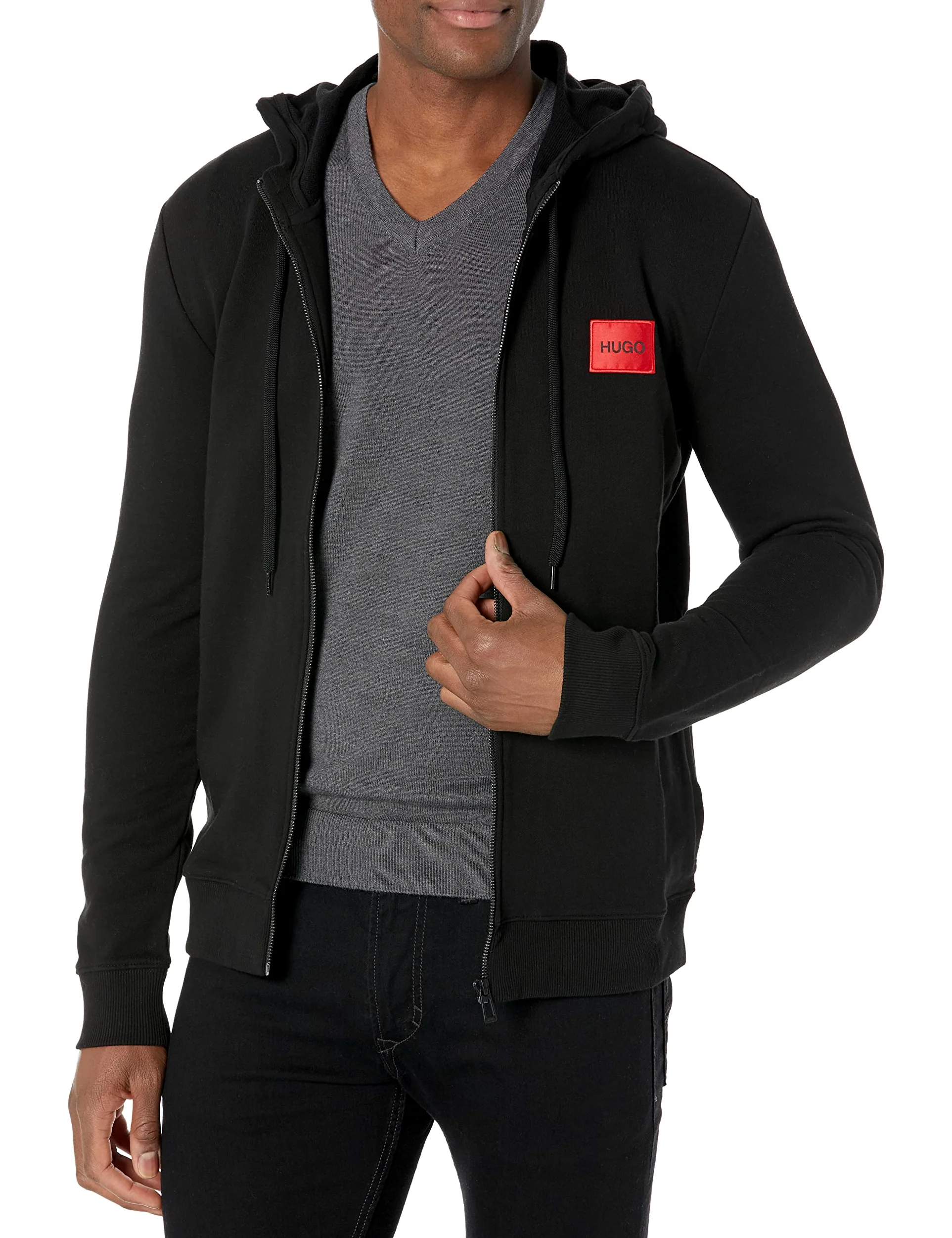Hugo Boss Bluza z kapturem Mężczyźni Regular Fit Square Logo Jersey Hooded Zip Up Sweatshirt