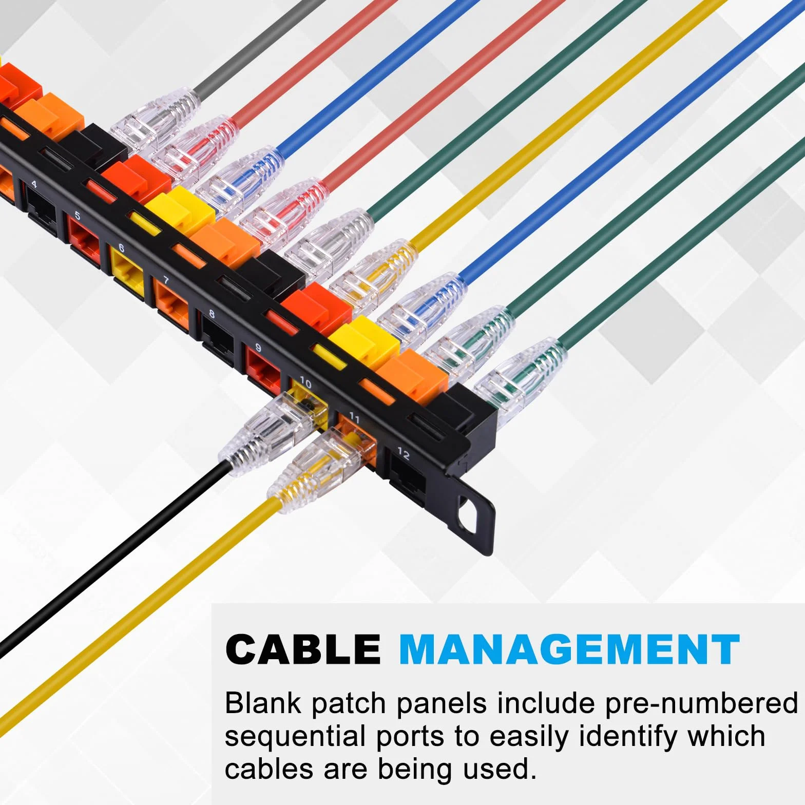 GeeekPi 25.4 cm 0,5U 12-portowy pusty panel krosowy Keystone z wkładką Keystone Cat6 RJ45 do szafek sieciowych DeskPi RackMate T0/T1/T2