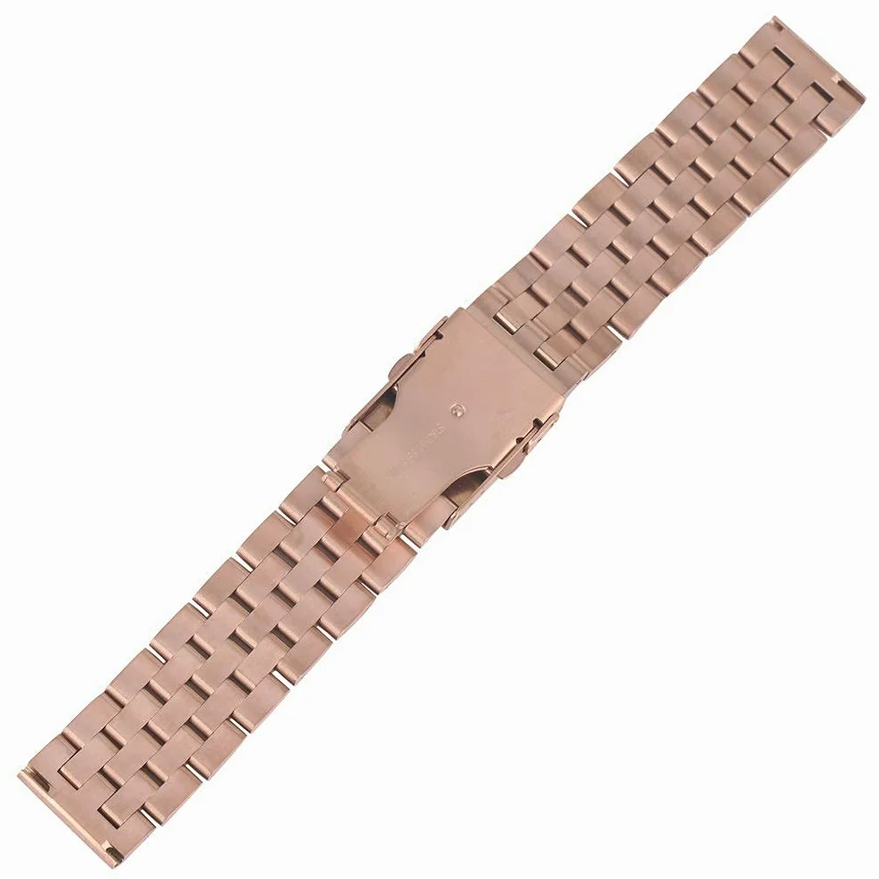 Pasek do zegarka, w całości ze stali nierdzewnej 20 mm 22 mm Bransoletka z srebrną bransoletą do zegarków Bransoletka składana, wymiana bransoletki (kolor paska: bransoletka Rose Goud, szerokość pasma