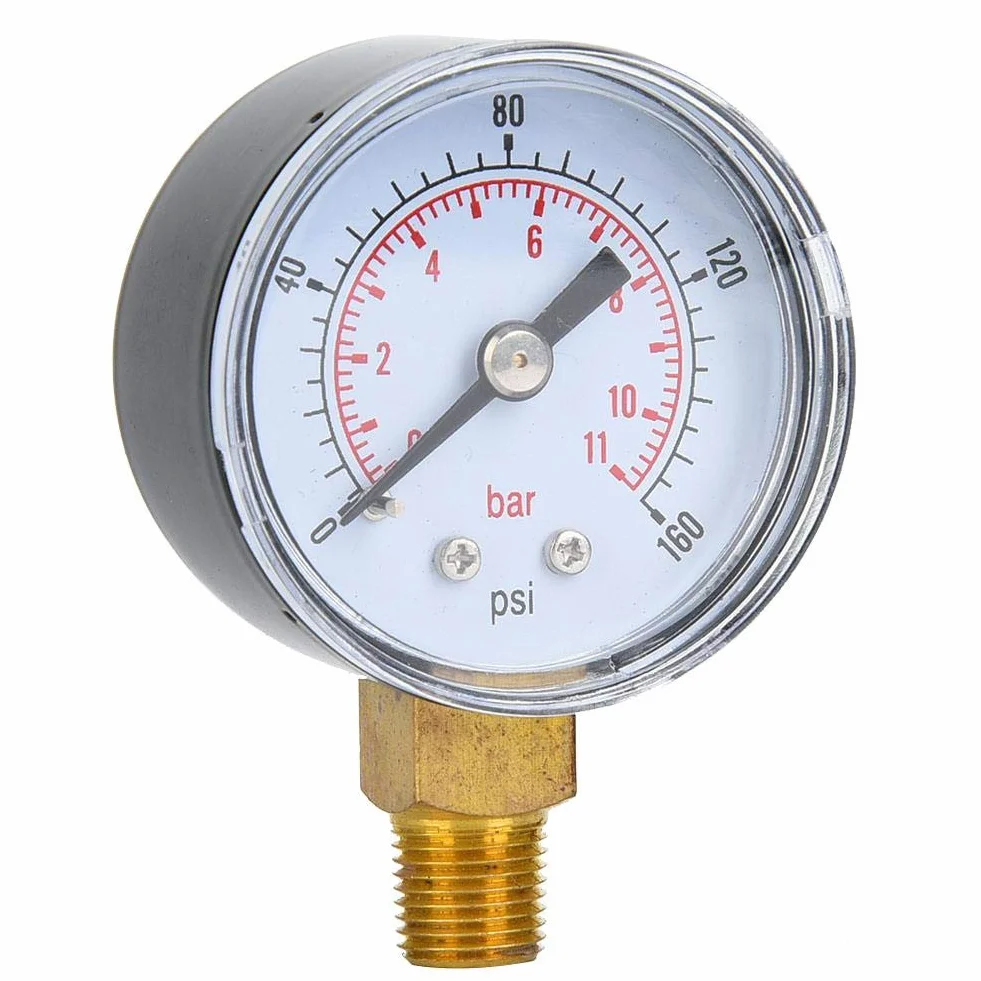Manometr mechaniczny, manometr 1/8 cala BSPT do oleju i wody (0-160psi,0-11bar)