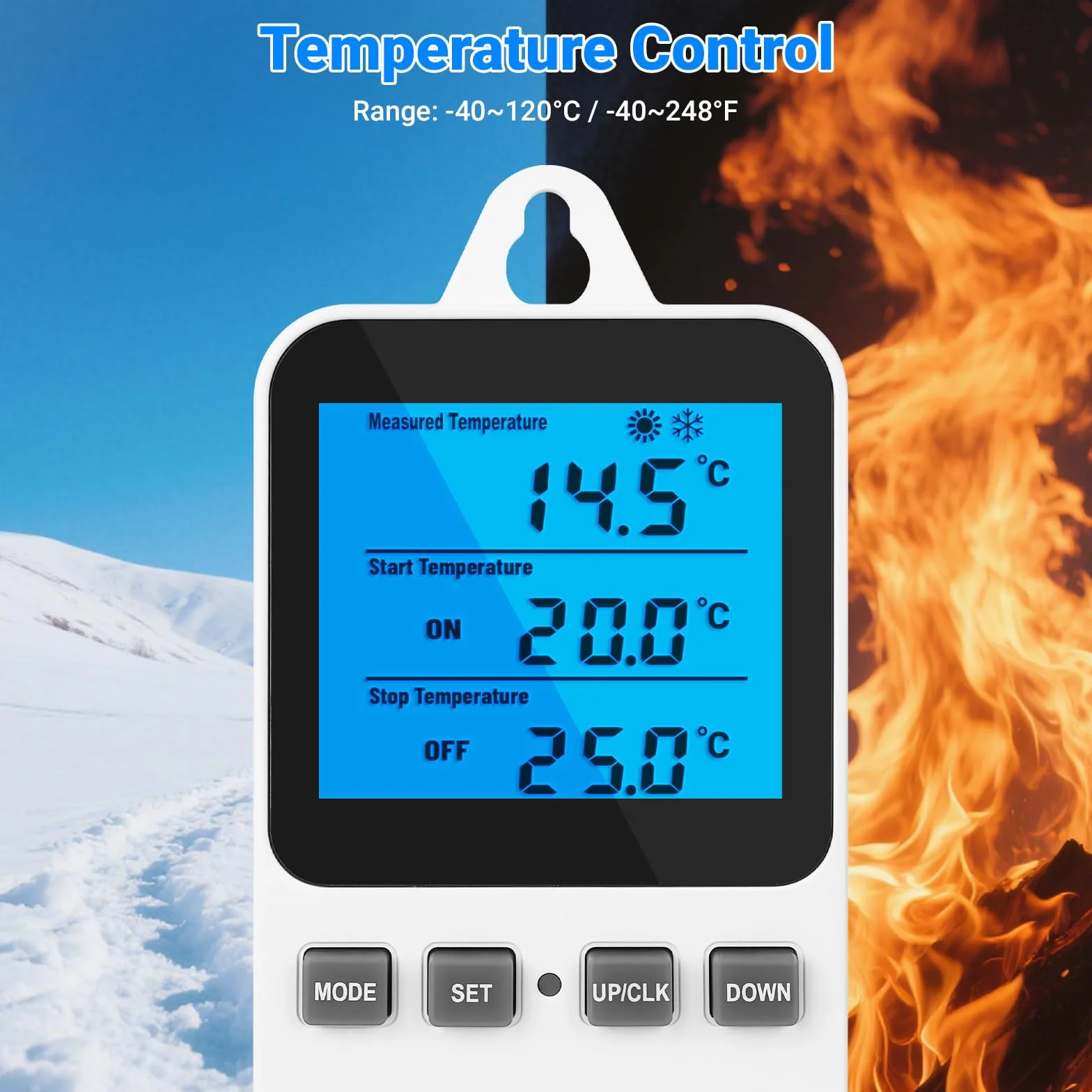 Cyfrowy termostat gniazdko z czujnikiem, regulator temperatury 230 V, termostat gniazdkowy, ogrzewanie, chłodzenie, programator czasowy, przełącznik temperatury do szklarni, terrarium, akwarium