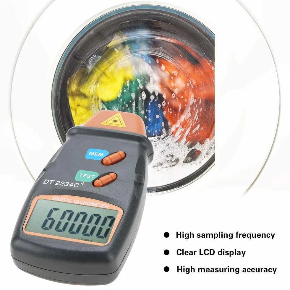 Qiilu Cyfrowy tachometr odblaskowy tag cyfrowy tachometr cyfrowy, DT-2234C + LCD cyfrowy tachometr bez, tester minilomierza