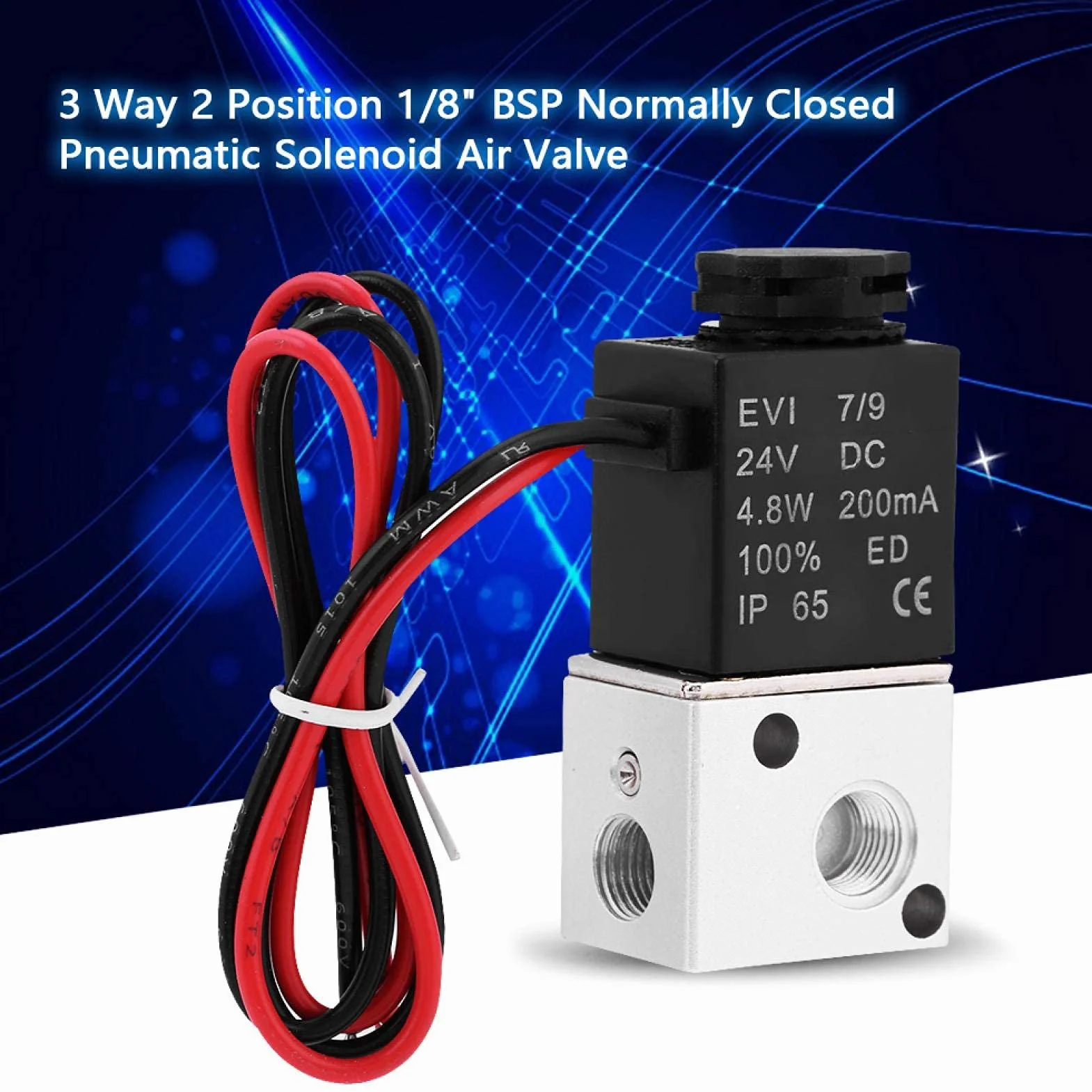 Elektrozawka powietrza, 1/8" 3V1-06 DC 12V/24V 3-drożny 2-pozycyjny BSP normalnie zamknięty elektryczny zawór powietrzny (DC24V)