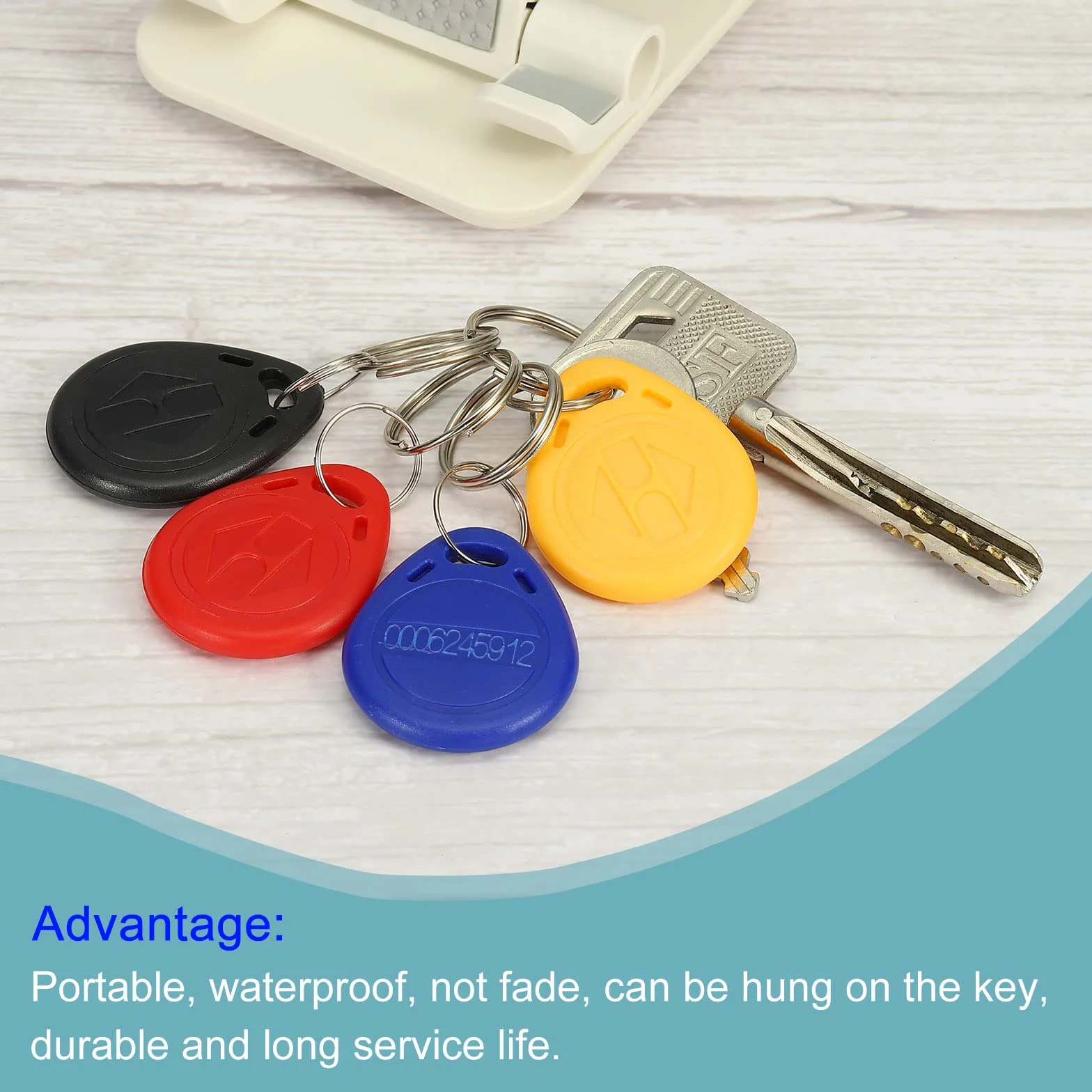 sourcing map 20 Pack ID karta brelok do kluczy RFID 125 kHz do zapisu Tag Token niebieski