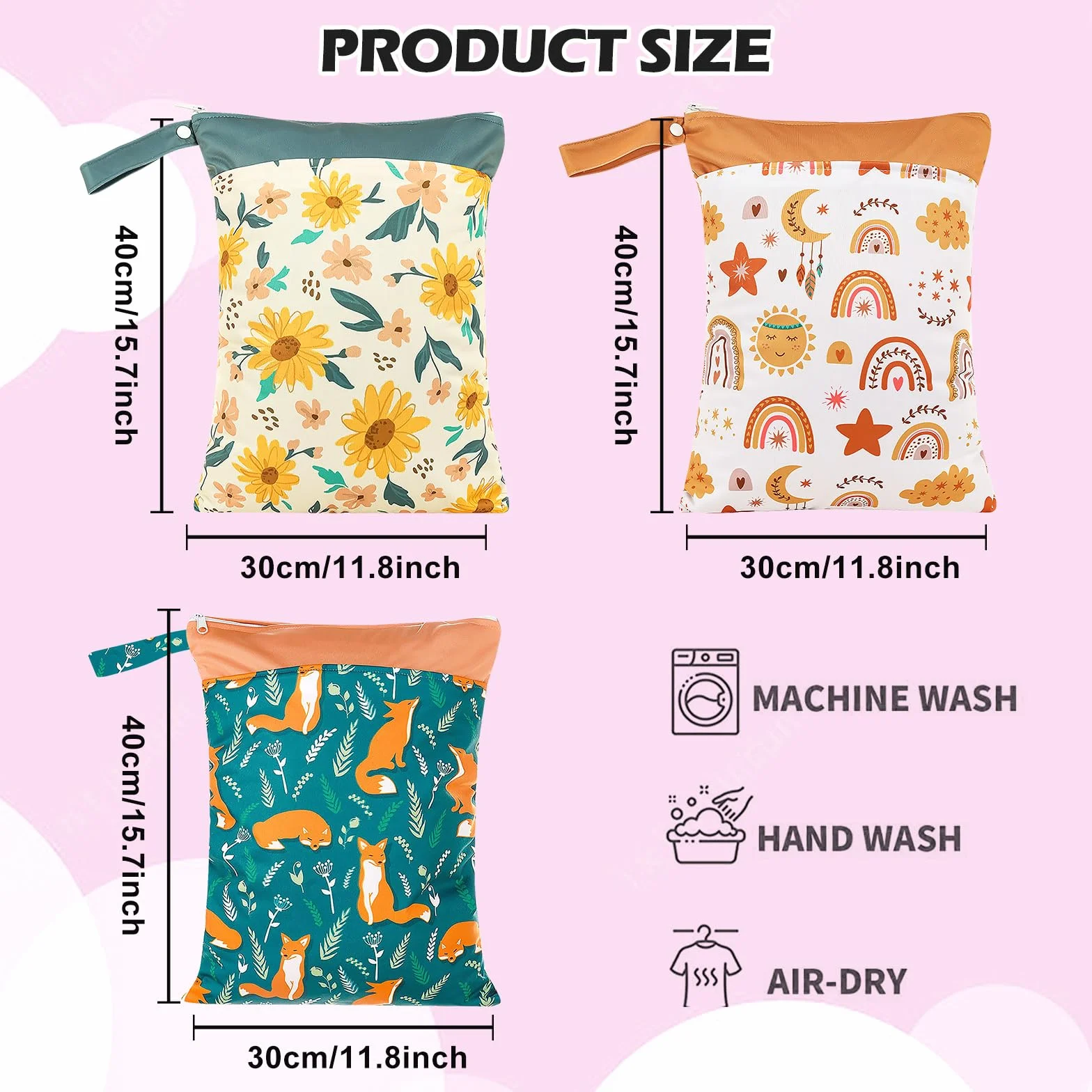 Wetbag do przedszkola: Wet Bag do przedszkola, 4 sztuki, materiałowe pieluchy, torba na mokro, wodoszczelna torba na pieluchy wielokrotnego użytku, torba na pieluchy na zamek błyskawiczny, na podróż,
