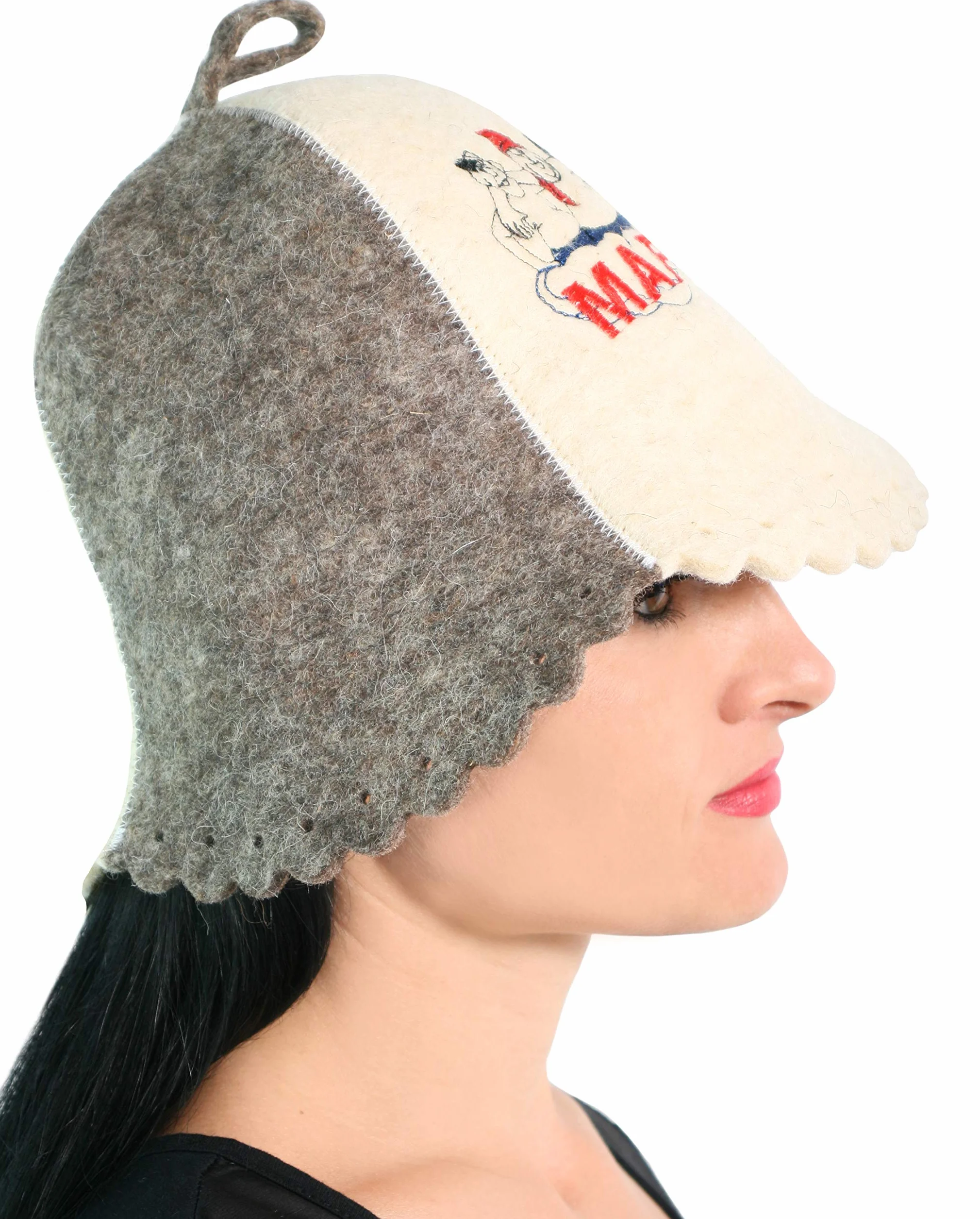 PetriStor Sauna Hat Embroidered Mafia for Man Natural Felt Made in Ukraine