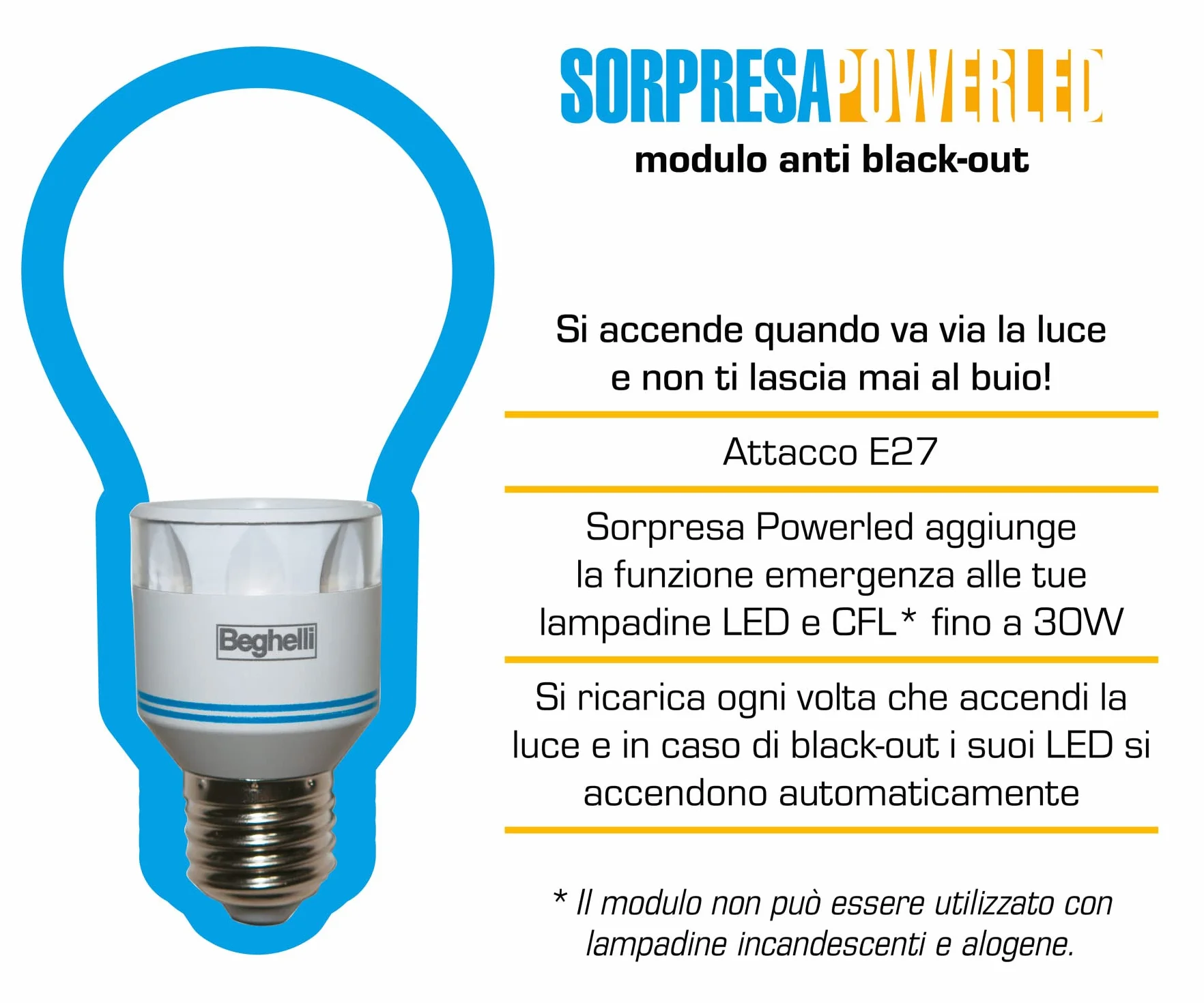 Beghelli Surpresa Powerled Lamp Holder Anti Black-Out, biały