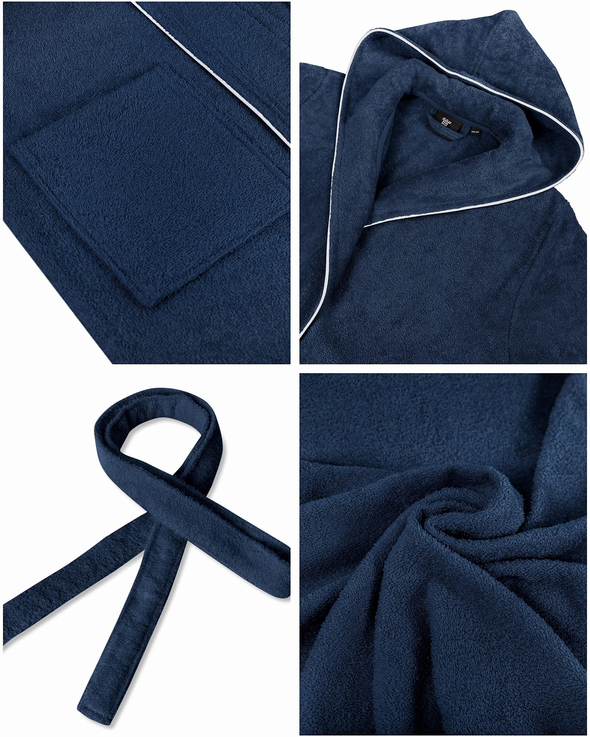 LAYNENBURG Szlafrok męski frotte z kapturem 100% bawełna 380 g/m2 OEKO TEX Standard 100 rozmiar M L XL XXL 3XL