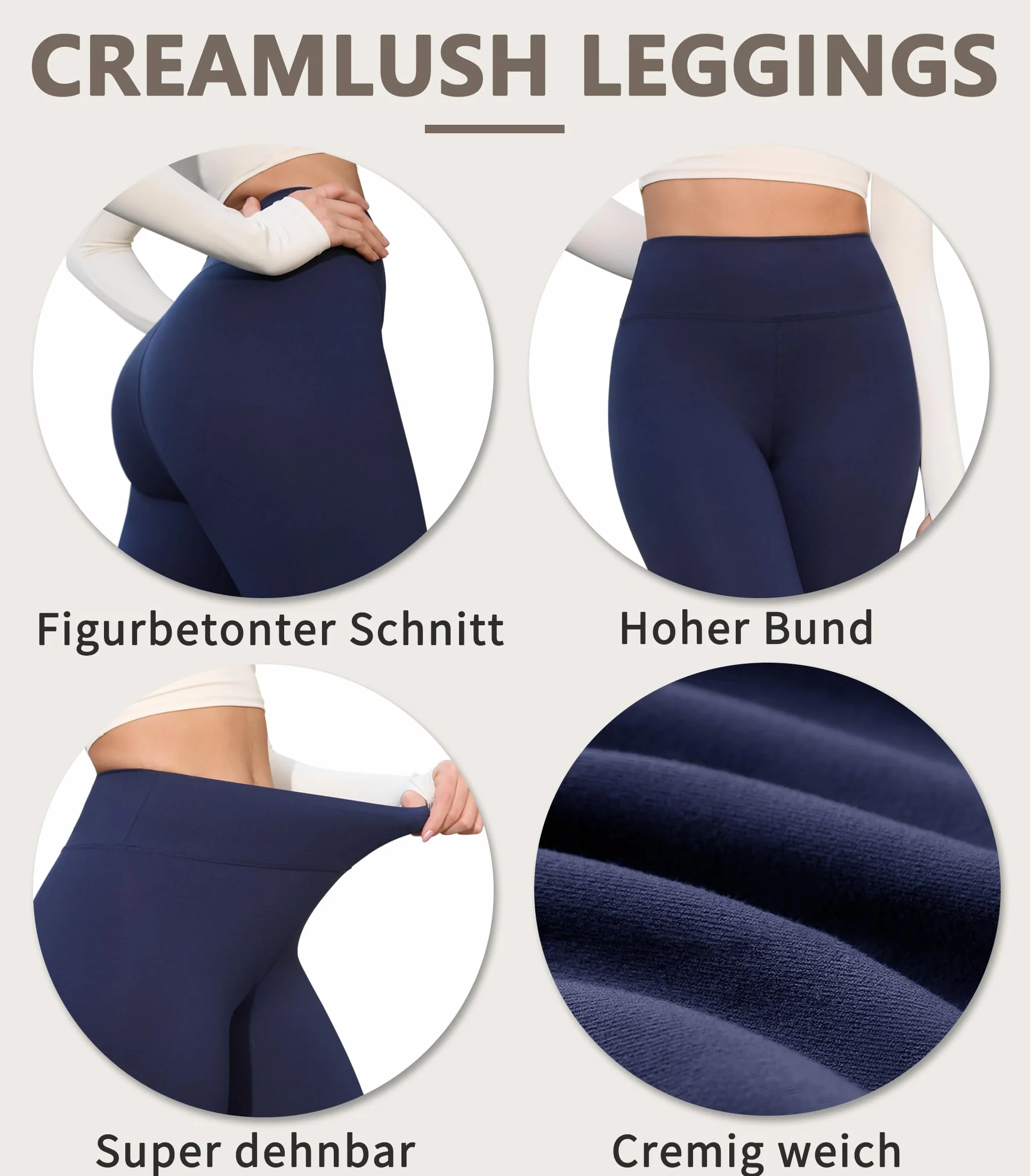 BAYDI Valandy Creamlush Capri legginsy damskie z wysokim stanem, 3/4, do jogi, pilatesu, na czas wolny, na co dzień