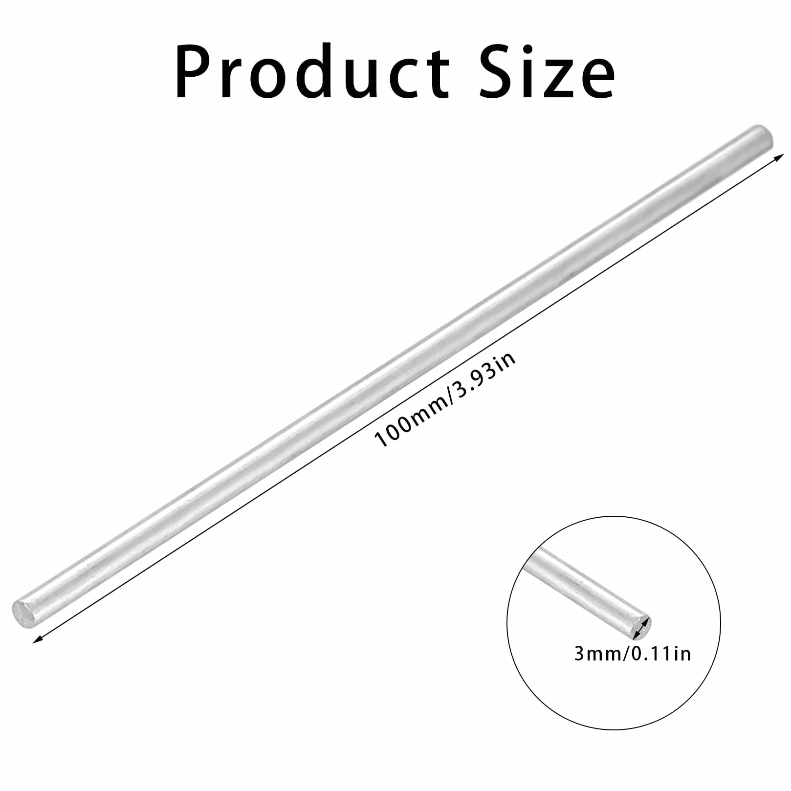 15 szt. prętów ze stali nierdzewnej, 3 mm x 100 mm, pręty ze stali nierdzewnej, pręt cylindryczny ze stali nierdzewnej, okrągły pręt ze stali nierdzewnej, okrągłe pręty ze stali nierdzewnej, do