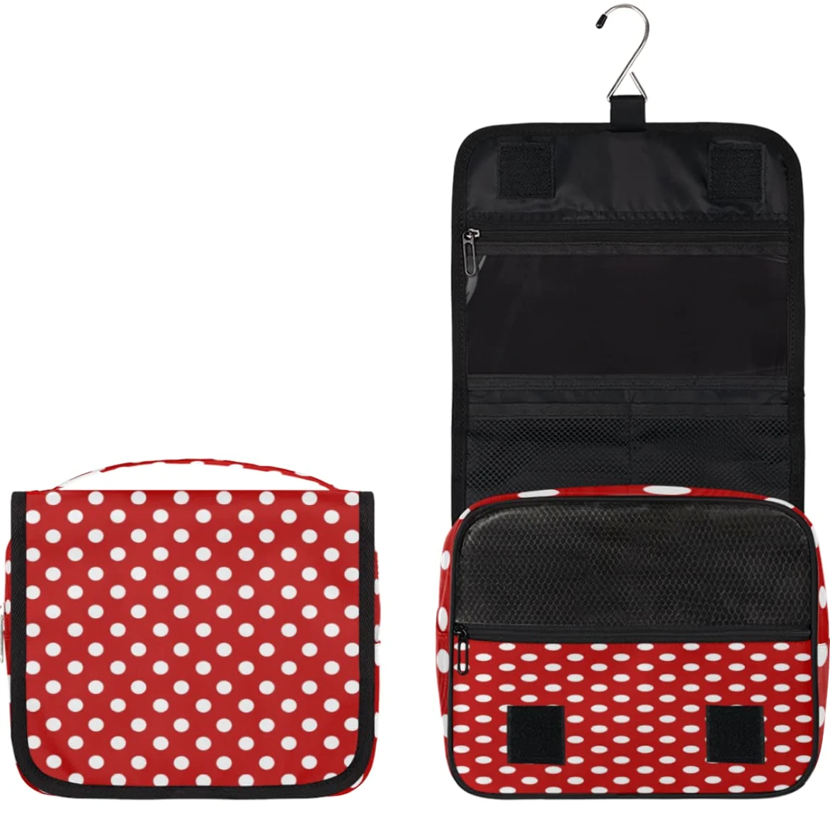 Polka Dots czerwona podróżna kosmetyczka w kropki torba do mycia torebka uniseks wiszące przybory toaletowe organizer na kosmetyki, wielobarwny, Jeden rozmiar